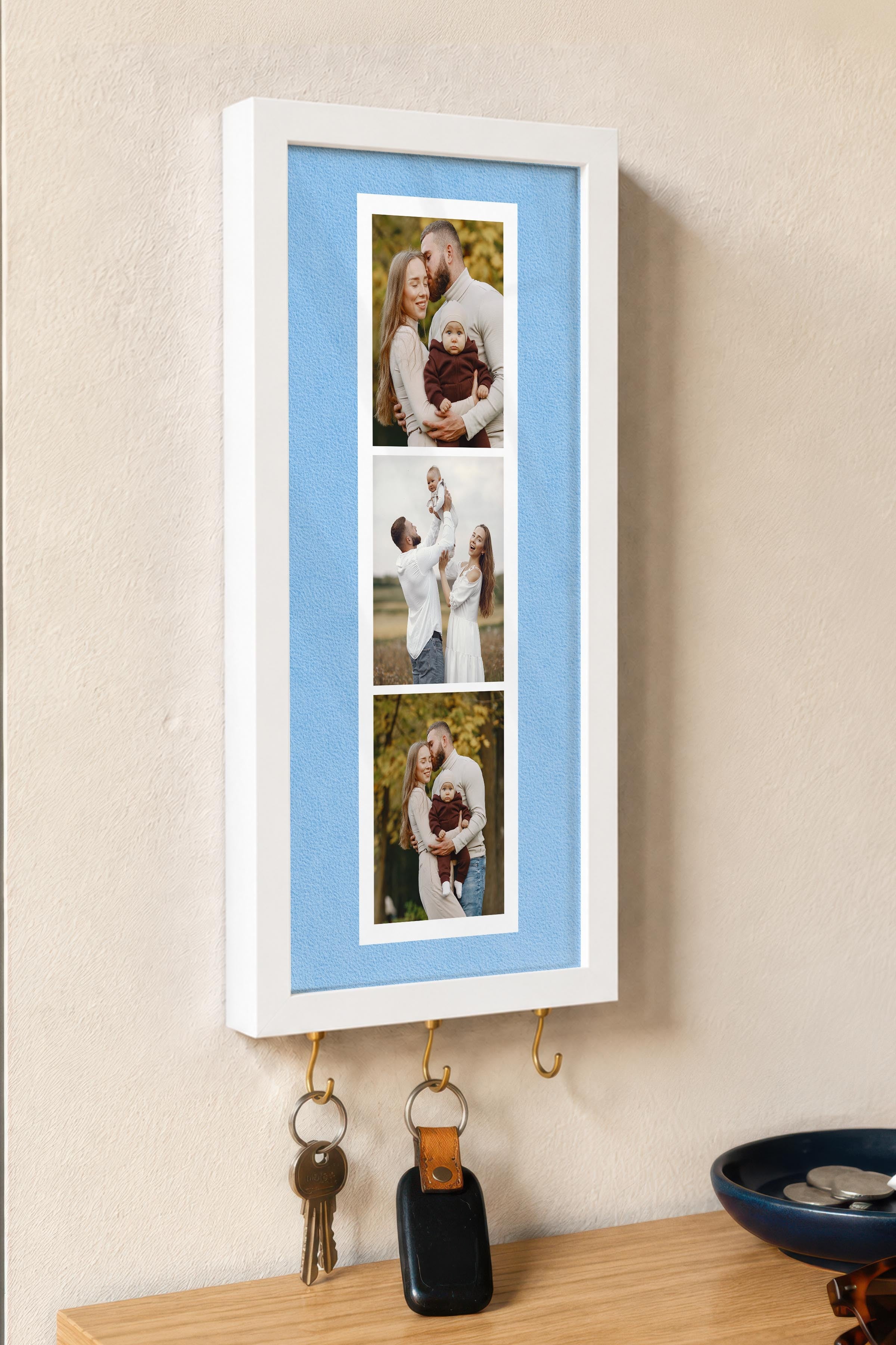 Kişiye Özel Tablo Anahtarlık, Photobooth Stili Beyaz Fotoğraf Çerçevesi, Vintage Duvar Dekoru