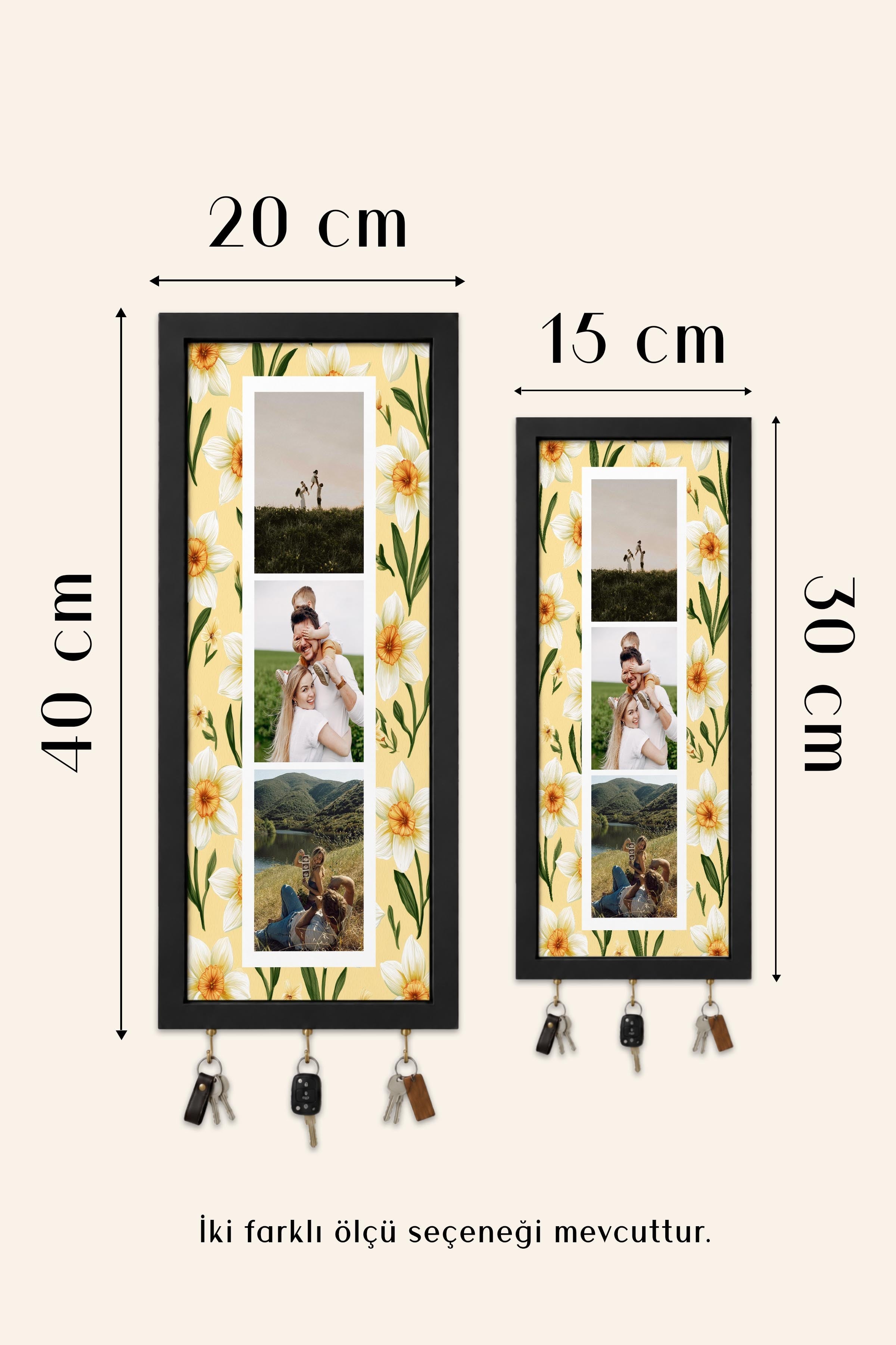 Kişiye Özel Tablo Anahtarlık, Photobooth Stili Beyaz Fotoğraf Çerçevesi, Vintage Duvar Dekoru