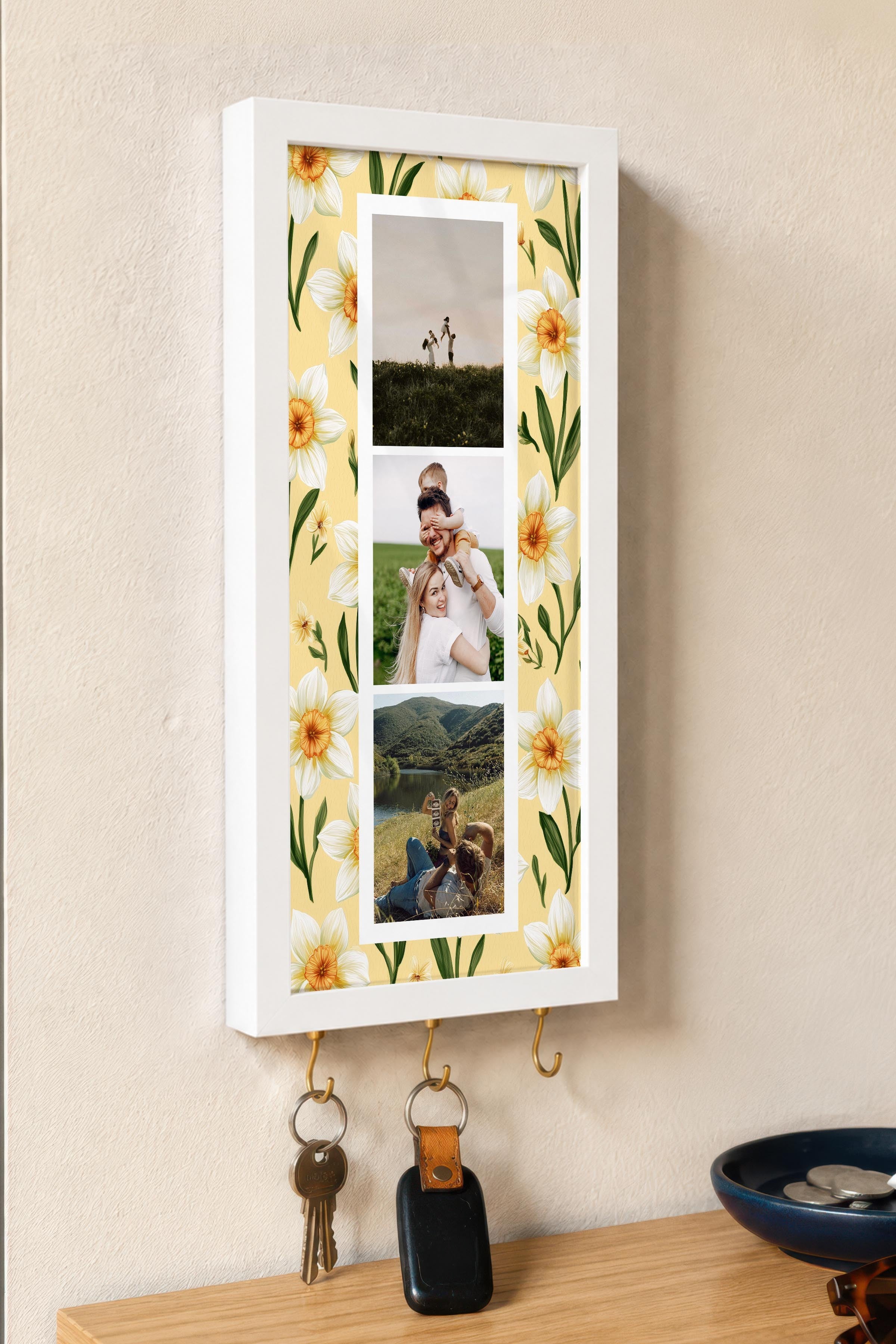 Kişiye Özel Tablo Anahtarlık, Photobooth Stili Beyaz Fotoğraf Çerçevesi, Vintage Duvar Dekoru