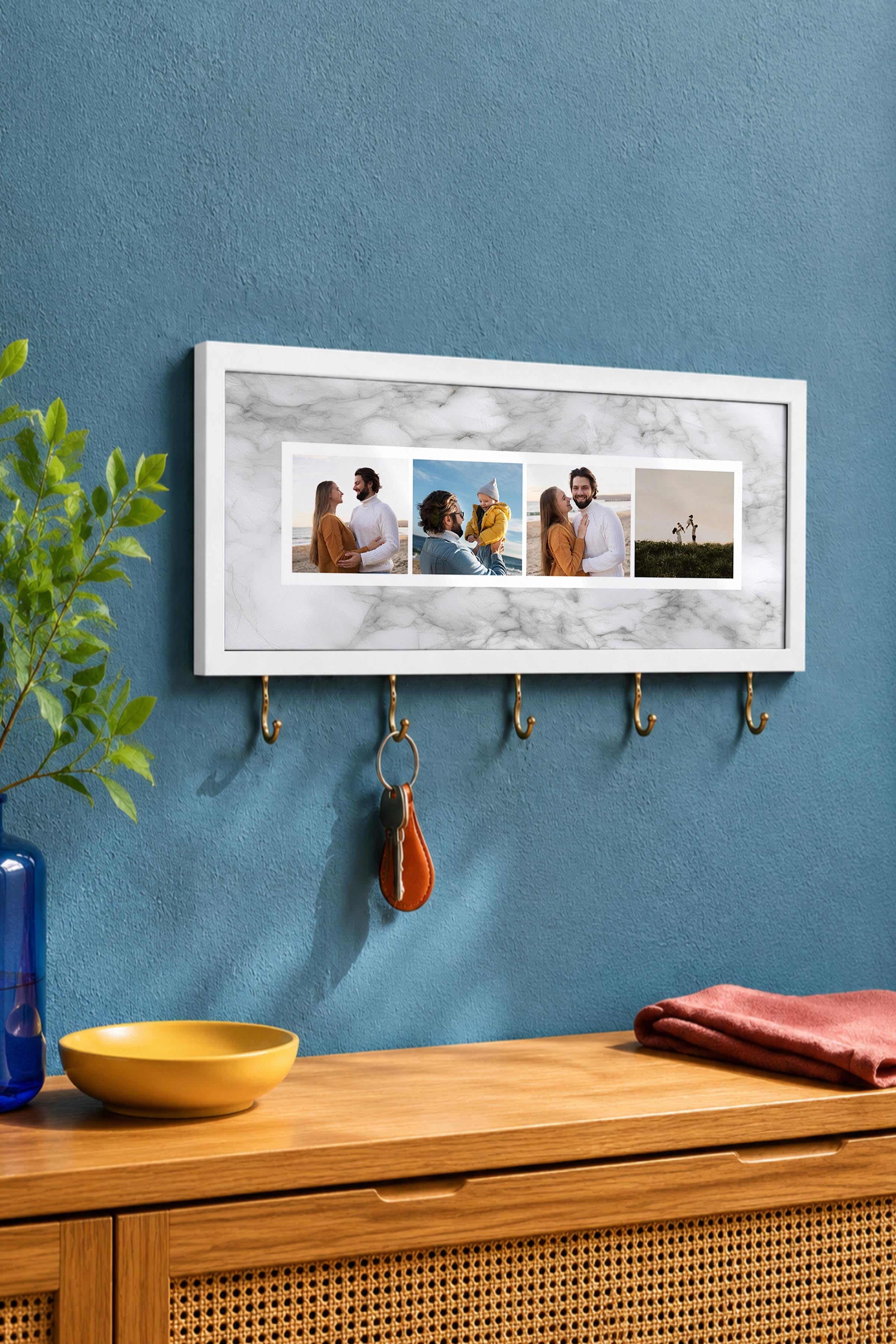 Kişiye Özel Tablo Anahtarlık, Photobooth Stili Beyaz Fotoğraf Çerçevesi, Vintage Duvar Dekoru