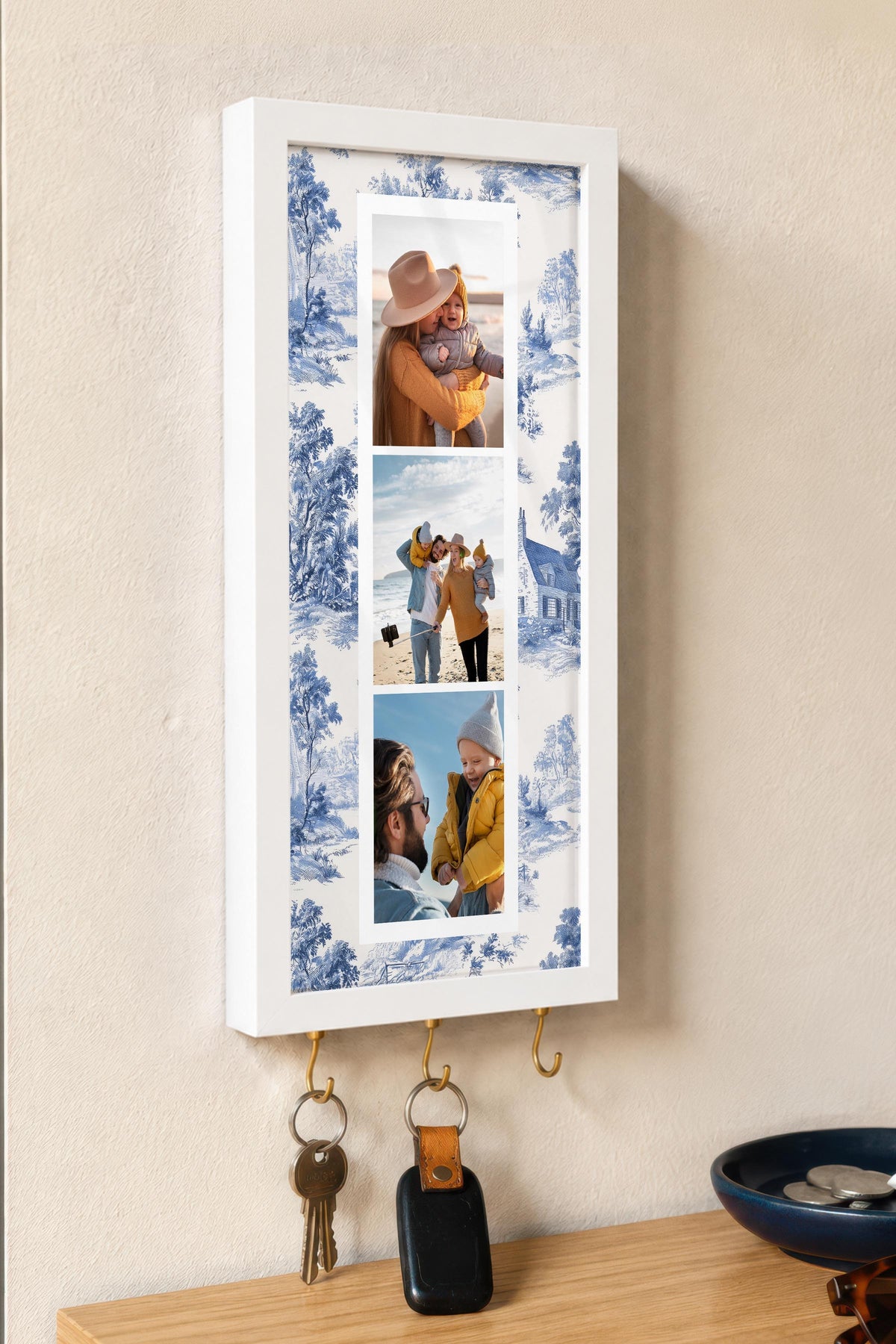 Kişiye Özel Tablo Anahtarlık, Photobooth Stili Beyaz Fotoğraf Çerçevesi, Vintage Duvar Dekoru