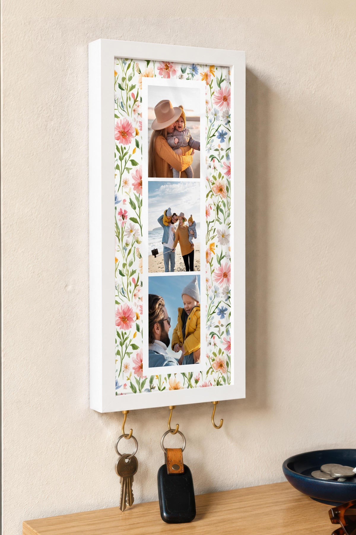 Kişiye Özel Tablo Anahtarlık, Photobooth Stili Beyaz Fotoğraf Çerçevesi, Vintage Duvar Dekoru