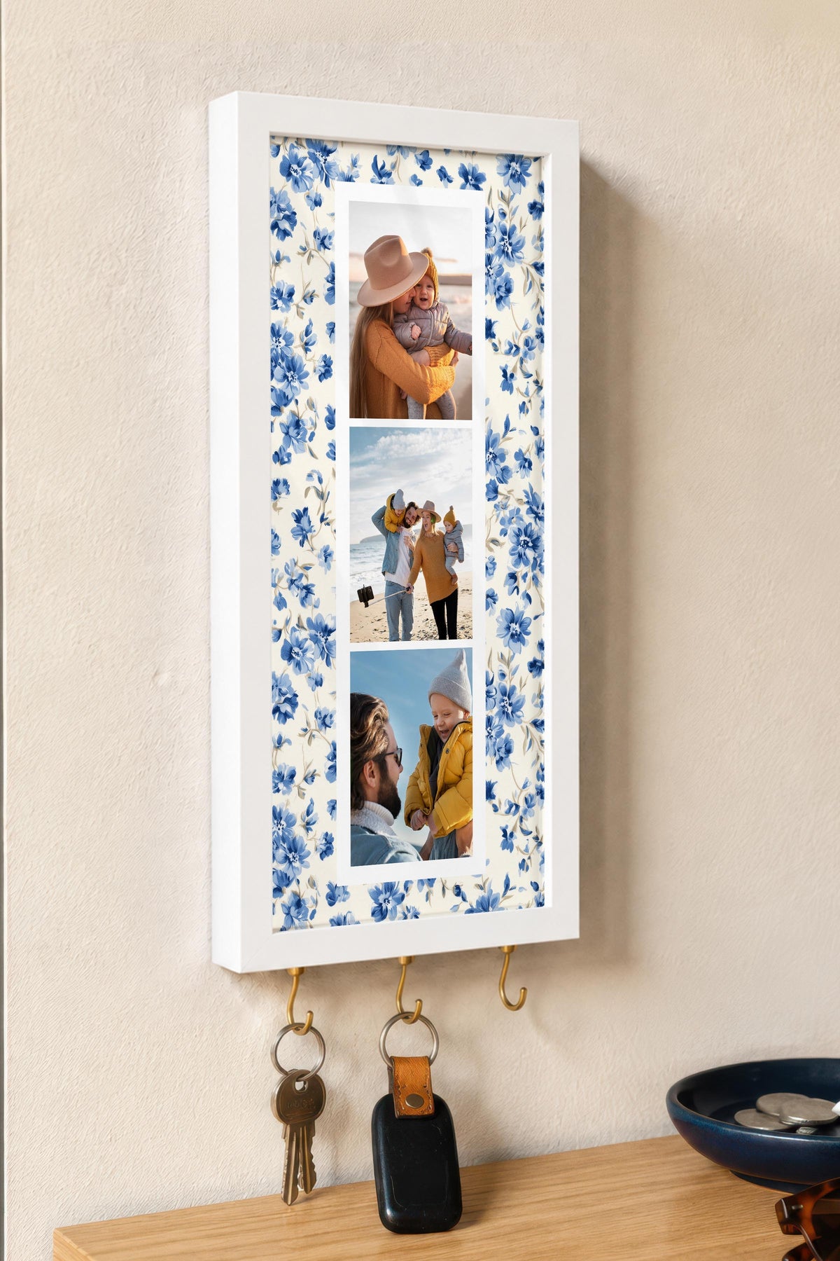 Kişiye Özel Tablo Anahtarlık, Photobooth Stili Beyaz Fotoğraf Çerçevesi, Vintage Duvar Dekoru