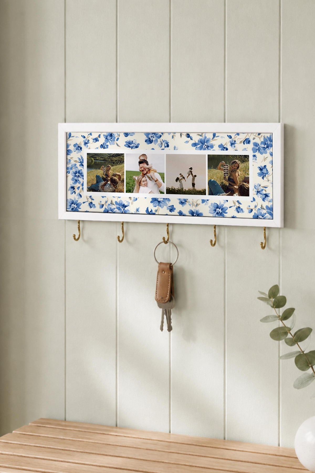 Kişiye Özel Tablo Anahtarlık, Photobooth Stili Beyaz Fotoğraf Çerçevesi, Vintage Duvar Dekoru