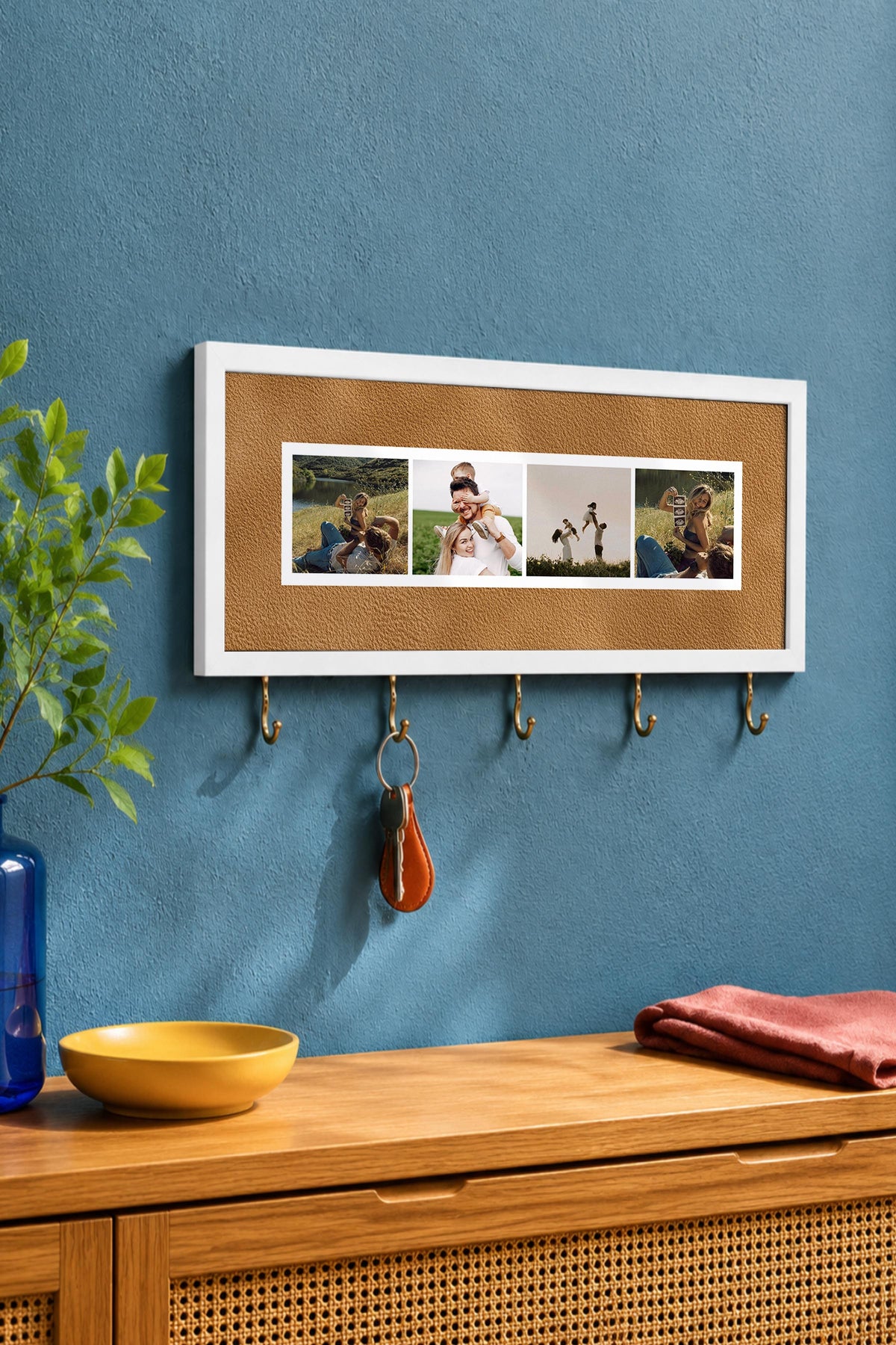Kişiye Özel Tablo Anahtarlık, Photobooth Stili Beyaz Fotoğraf Çerçevesi, Vintage Duvar Dekoru
