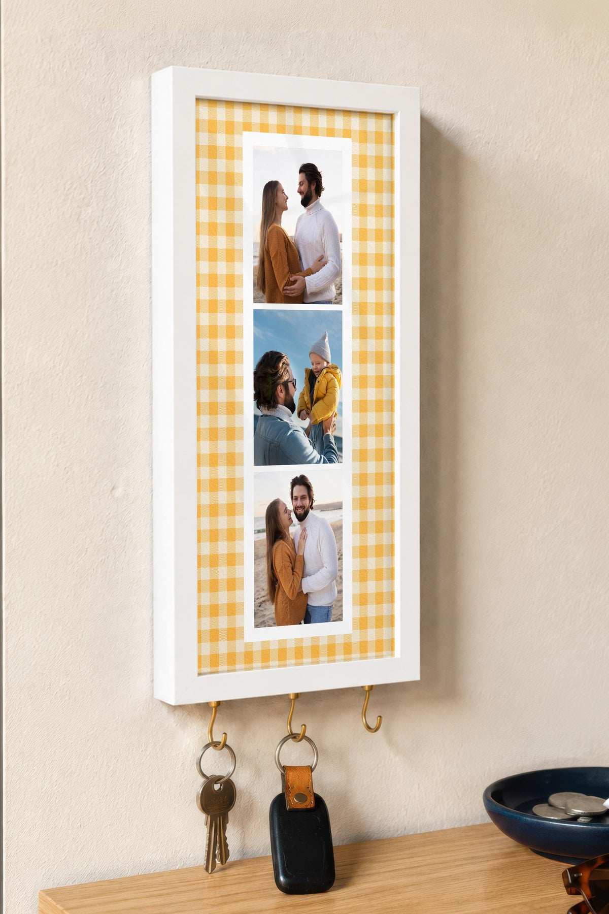 Kişiye Özel Tablo Anahtarlık, Photobooth Stili Beyaz Fotoğraf Çerçevesi, Vintage Duvar Dekoru
