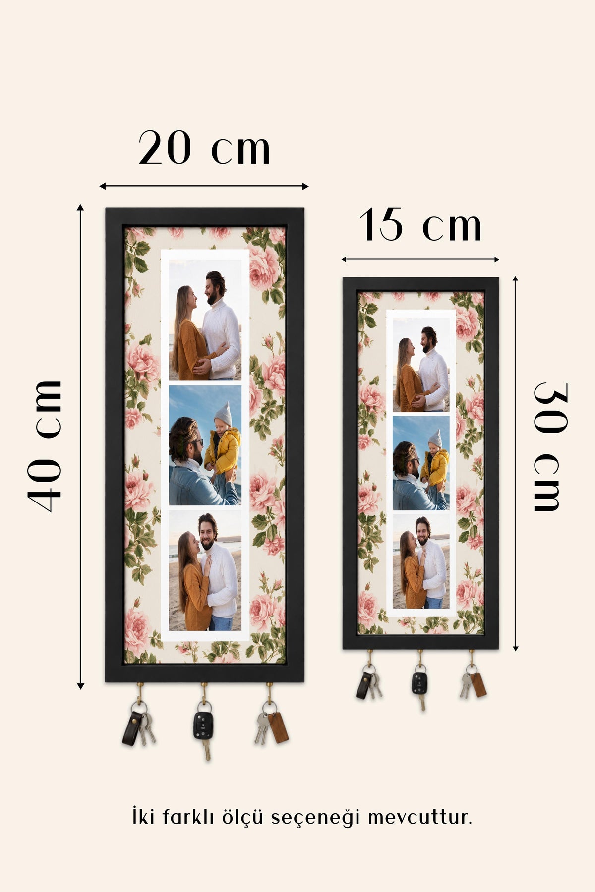 Kişiye Özel Tablo Anahtarlık, Photobooth Stili Beyaz Fotoğraf Çerçevesi, Vintage Duvar Dekoru