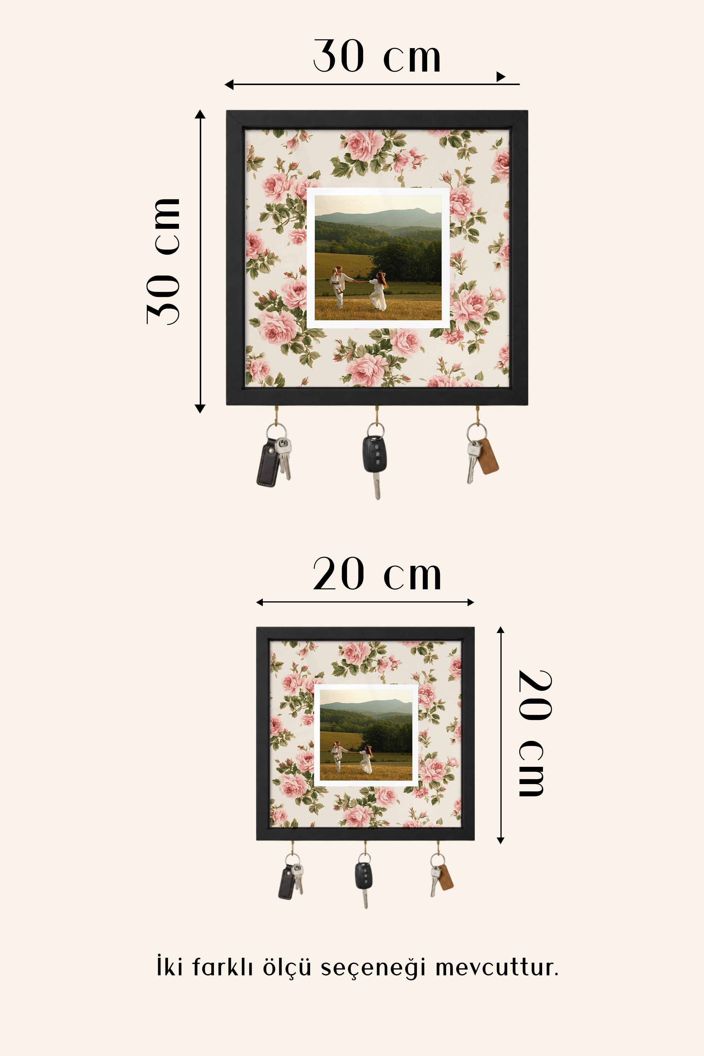 Kişiye Özel Tablo Anahtarlık, Photobooth Stili Beyaz Fotoğraf Çerçevesi, Vintage Duvar Dekoru