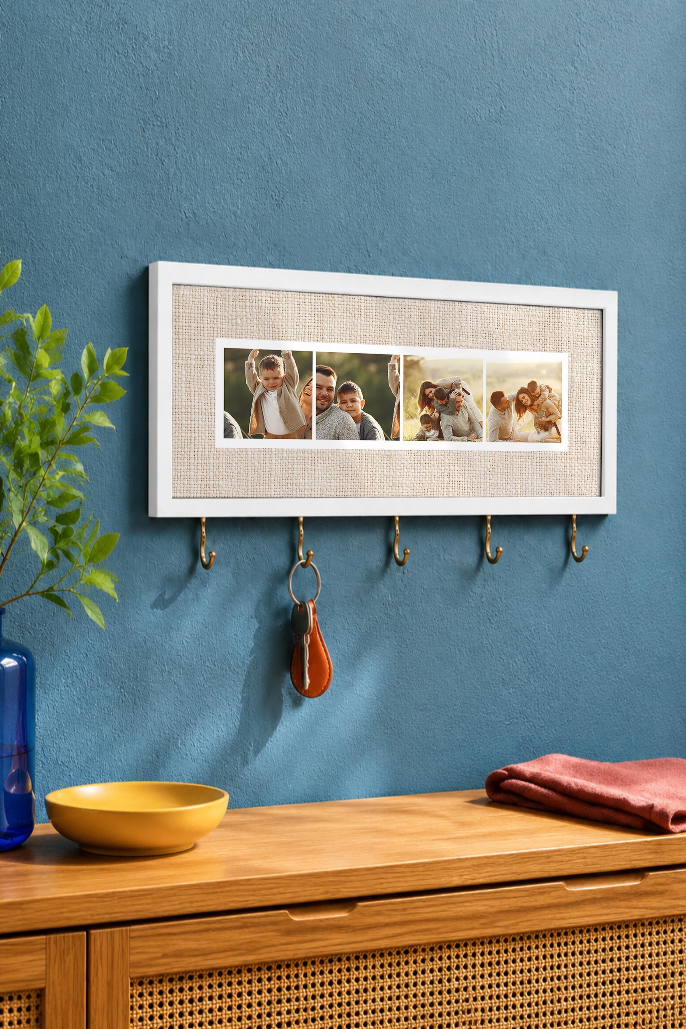 Kişiye Özel Tablo Anahtarlık, Photobooth Stili Beyaz Fotoğraf Çerçevesi, Vintage Duvar Dekoru
