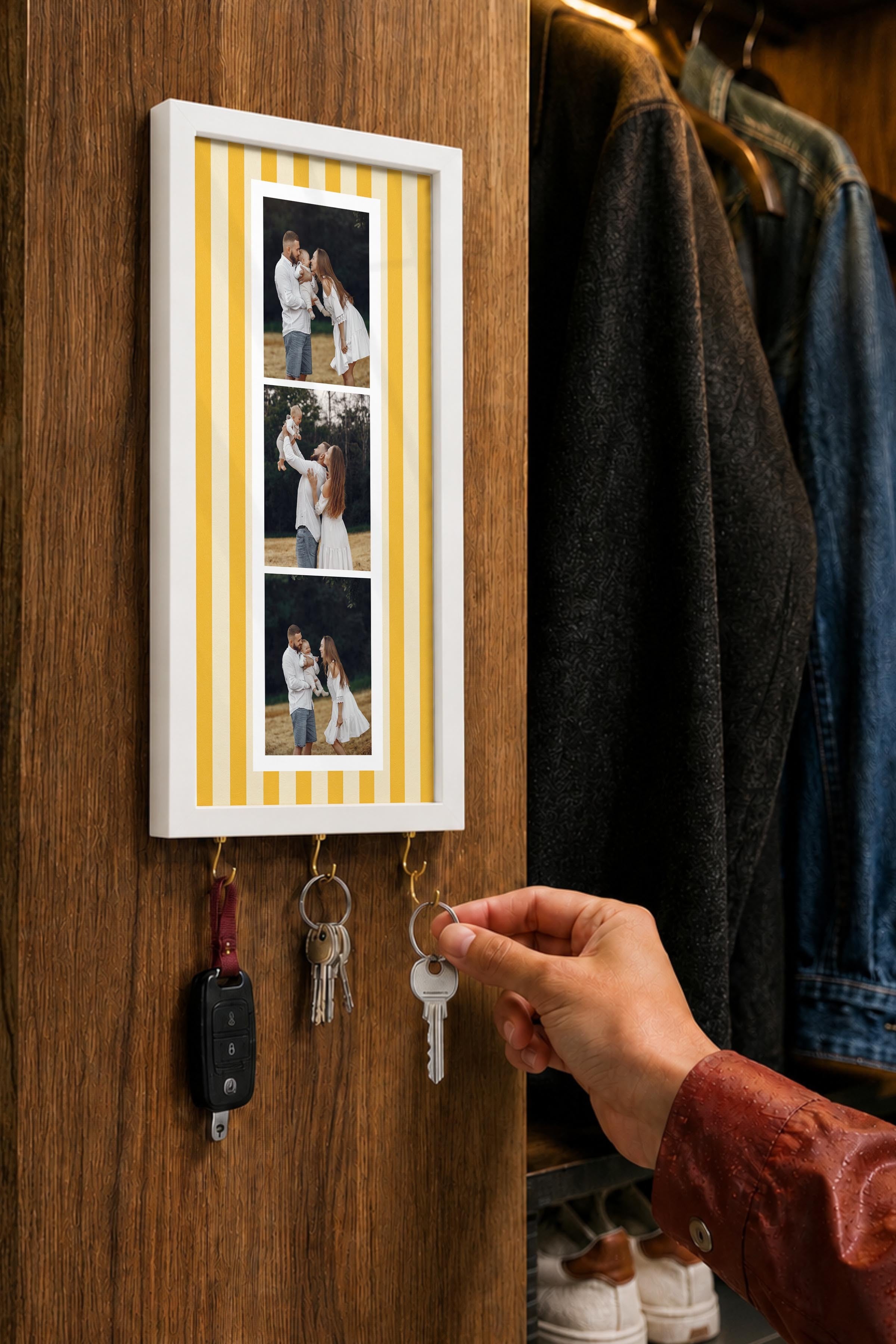 Kişiye Özel Tablo Anahtarlık, Photobooth Stili Beyaz Fotoğraf Çerçevesi, Vintage Duvar Dekoru