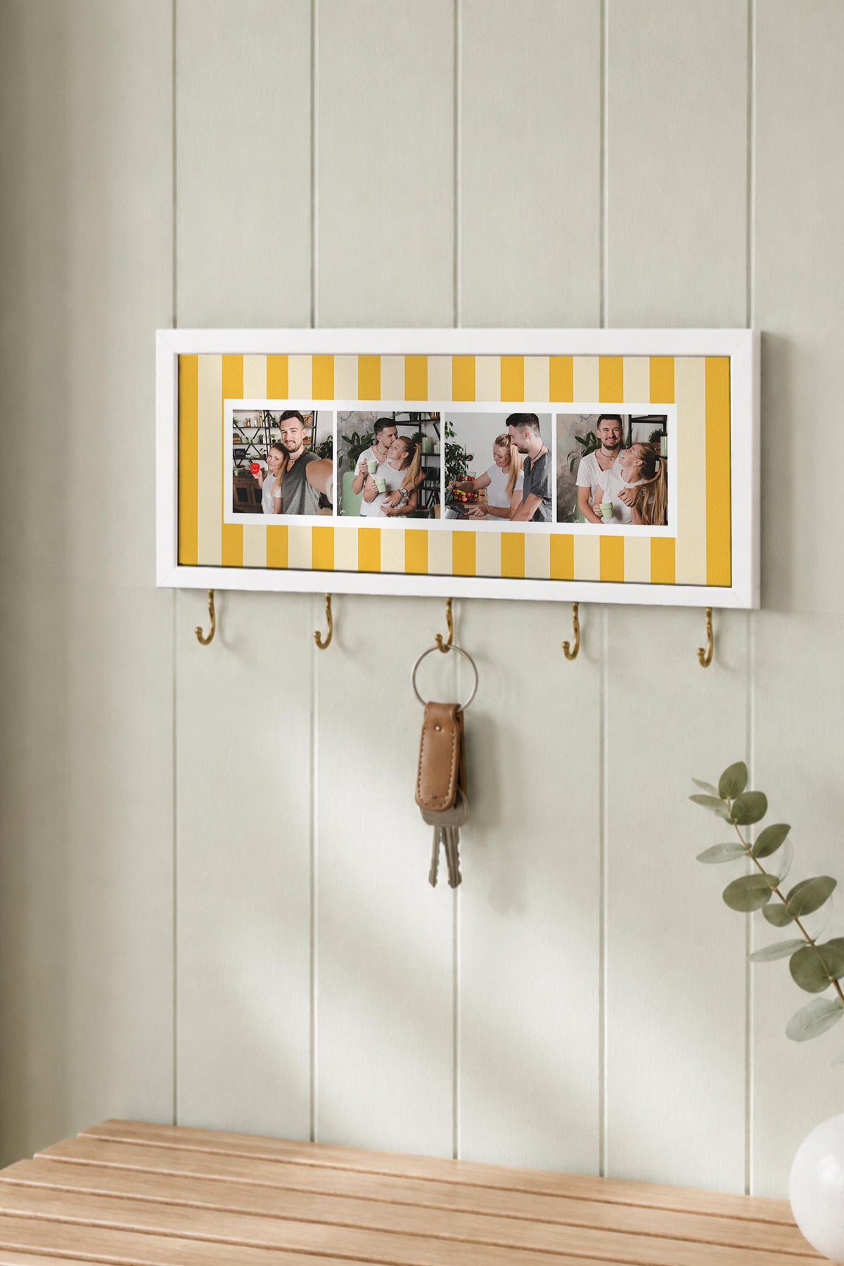 Kişiye Özel Tablo Anahtarlık, Photobooth Stili Beyaz Fotoğraf Çerçevesi, Vintage Duvar Dekoru