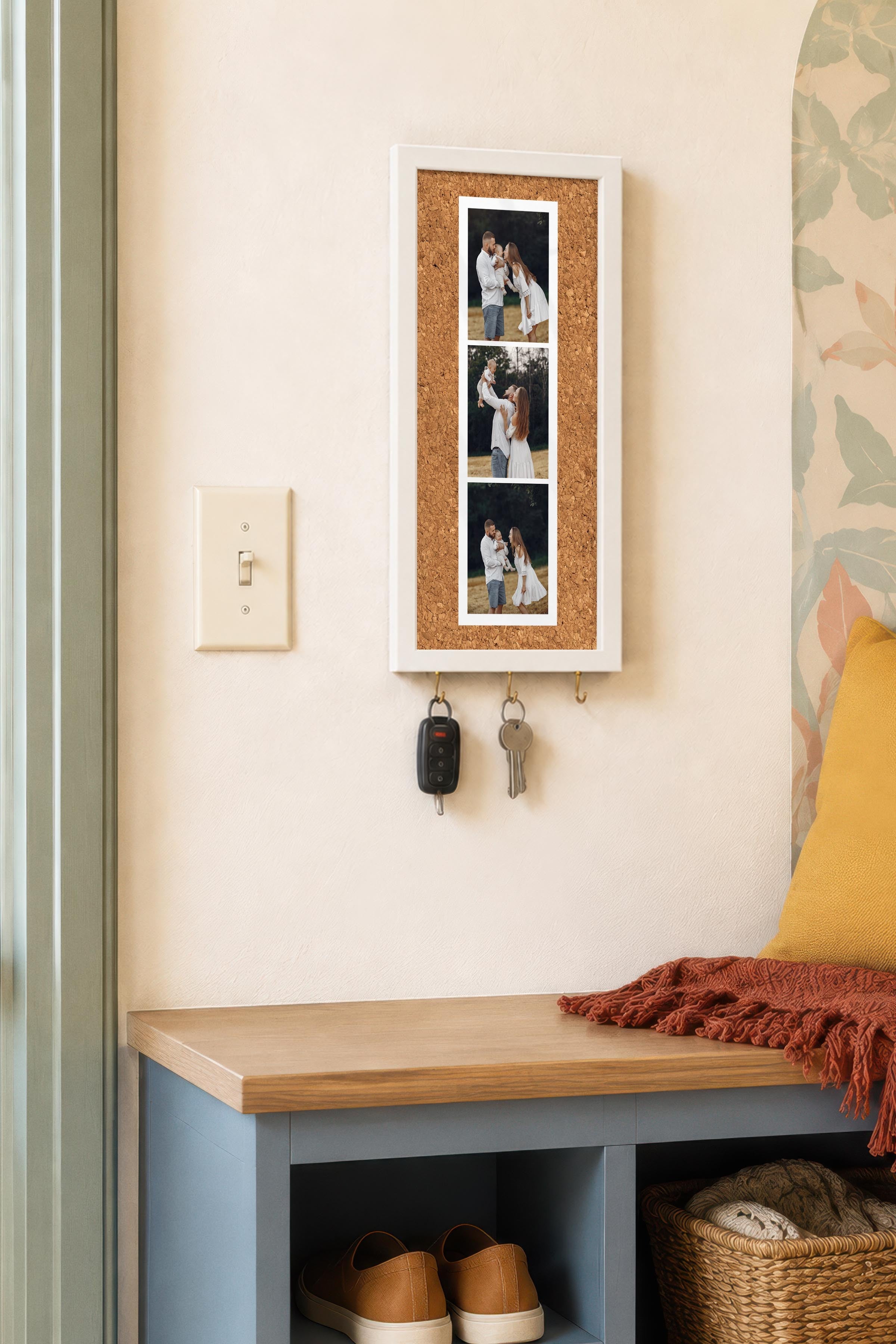 Kişiye Özel Tablo Anahtarlık, Photobooth Stili Beyaz Fotoğraf Çerçevesi, Vintage Duvar Dekoru