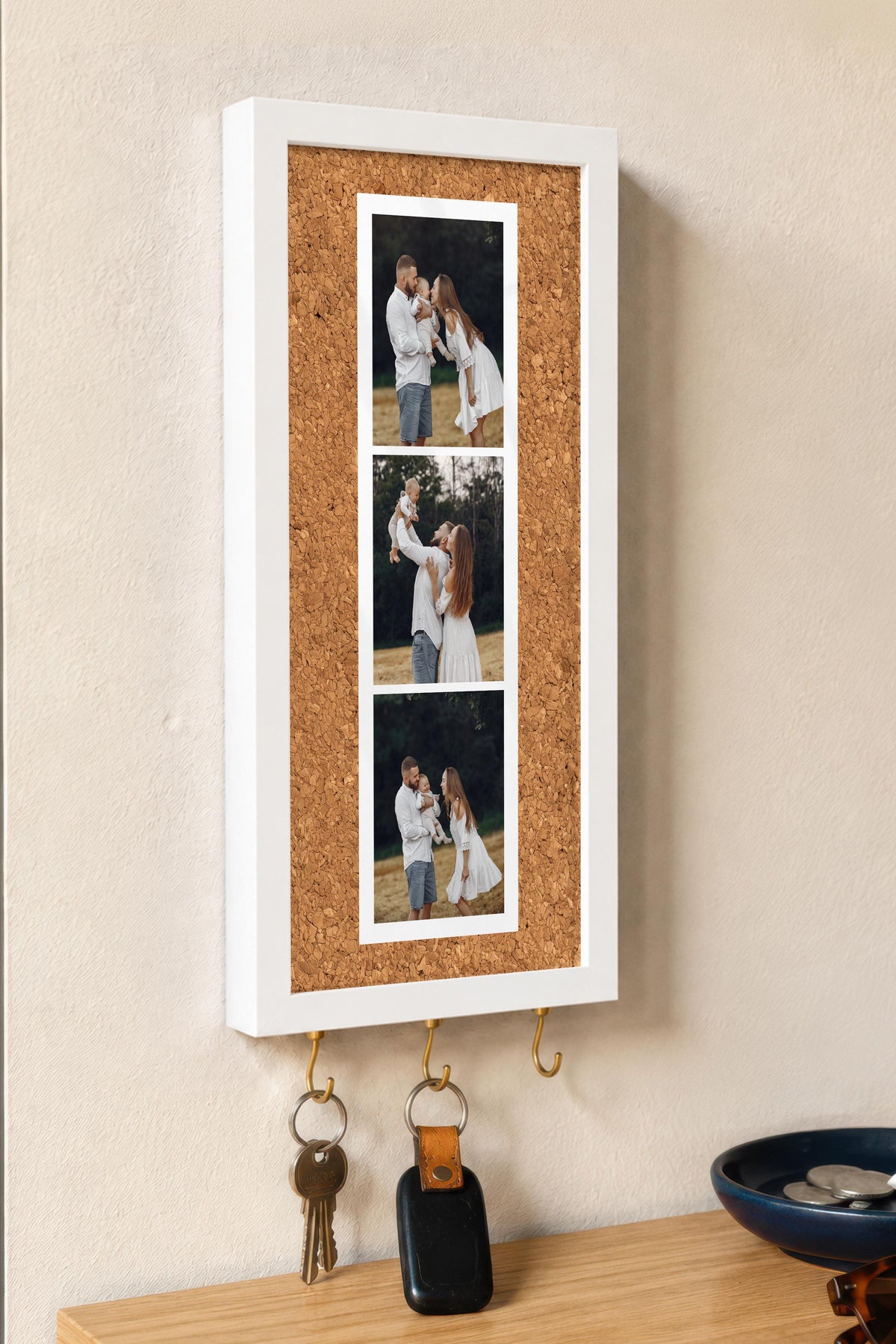 Kişiye Özel Tablo Anahtarlık, Photobooth Stili Beyaz Fotoğraf Çerçevesi, Vintage Duvar Dekoru