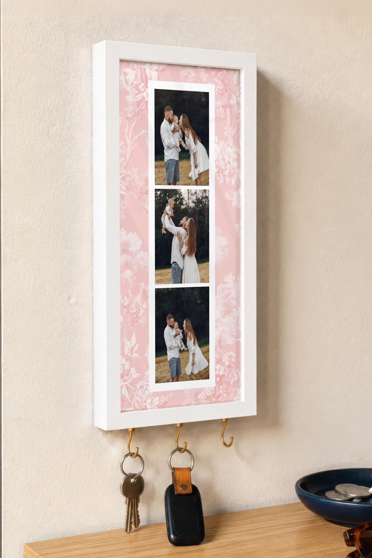 Kişiye Özel Tablo Anahtarlık, Photobooth Stili Beyaz Fotoğraf Çerçevesi, Vintage Duvar Dekoru