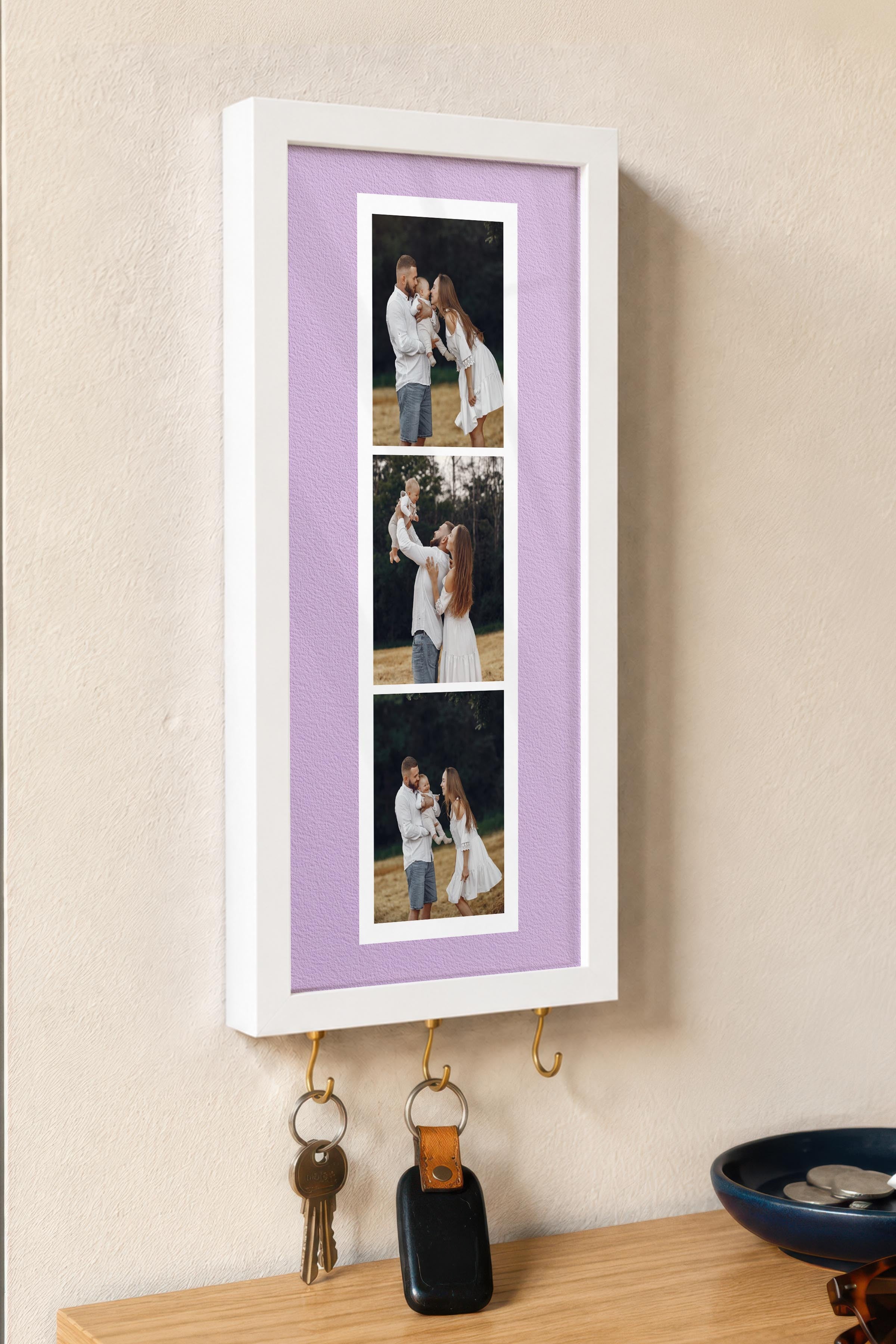 Kişiye Özel Tablo Anahtarlık, Photobooth Stili Beyaz Fotoğraf Çerçevesi, Vintage Duvar Dekoru