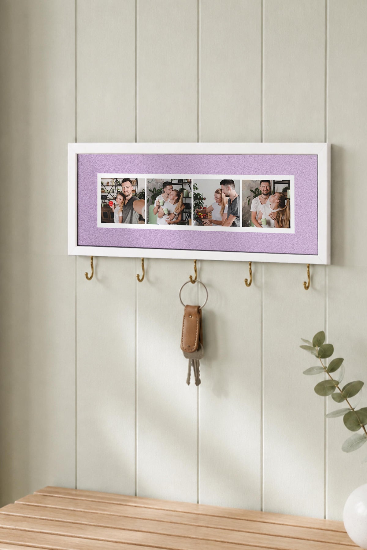 Kişiye Özel Tablo Anahtarlık, Photobooth Stili Beyaz Fotoğraf Çerçevesi, Vintage Duvar Dekoru