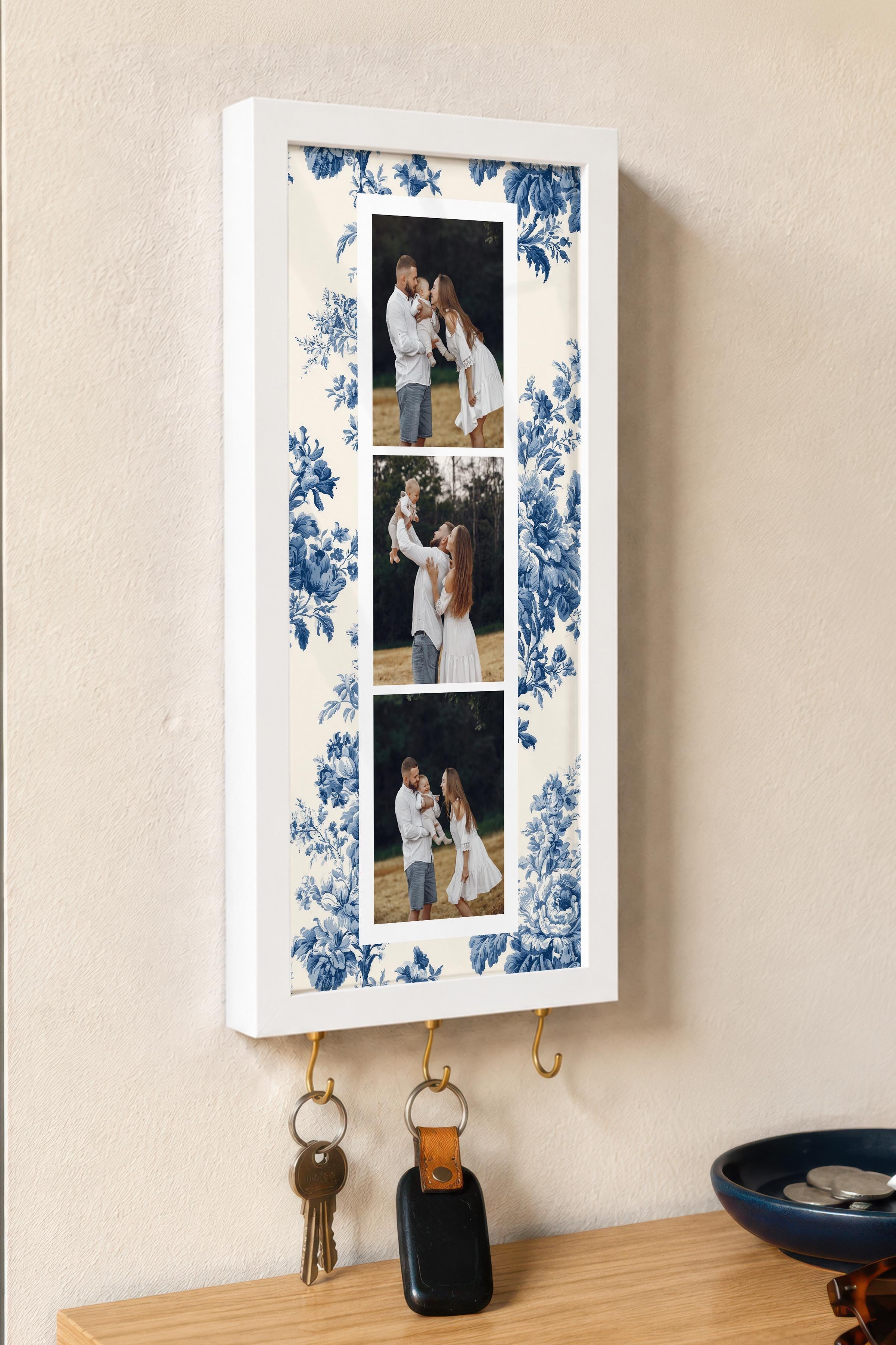 Kişiye Özel Tablo Anahtarlık, Photobooth Stili Beyaz Fotoğraf Çerçevesi, Vintage Duvar Dekoru