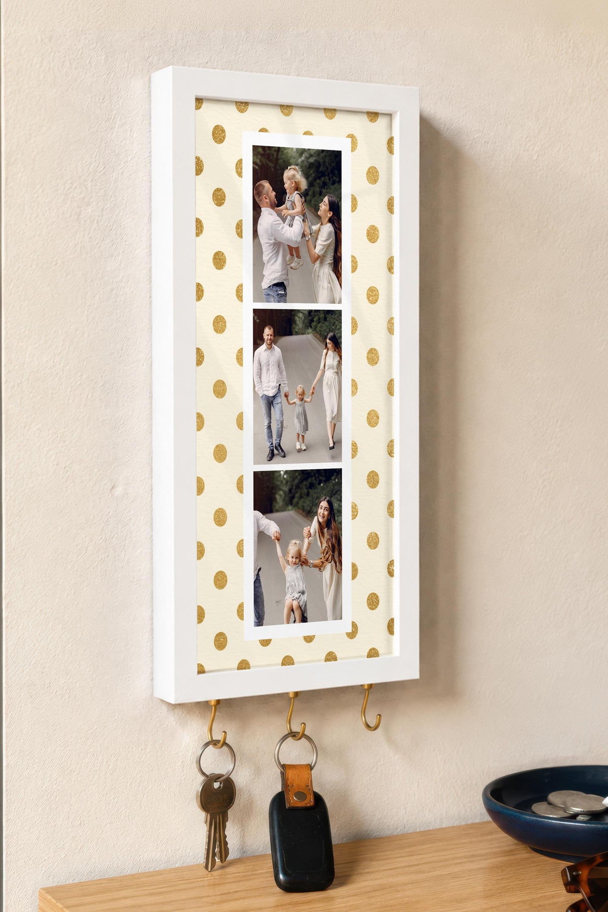 Kişiye Özel Tablo Anahtarlık, Photobooth Stili Beyaz Fotoğraf Çerçevesi, Vintage Duvar Dekoru