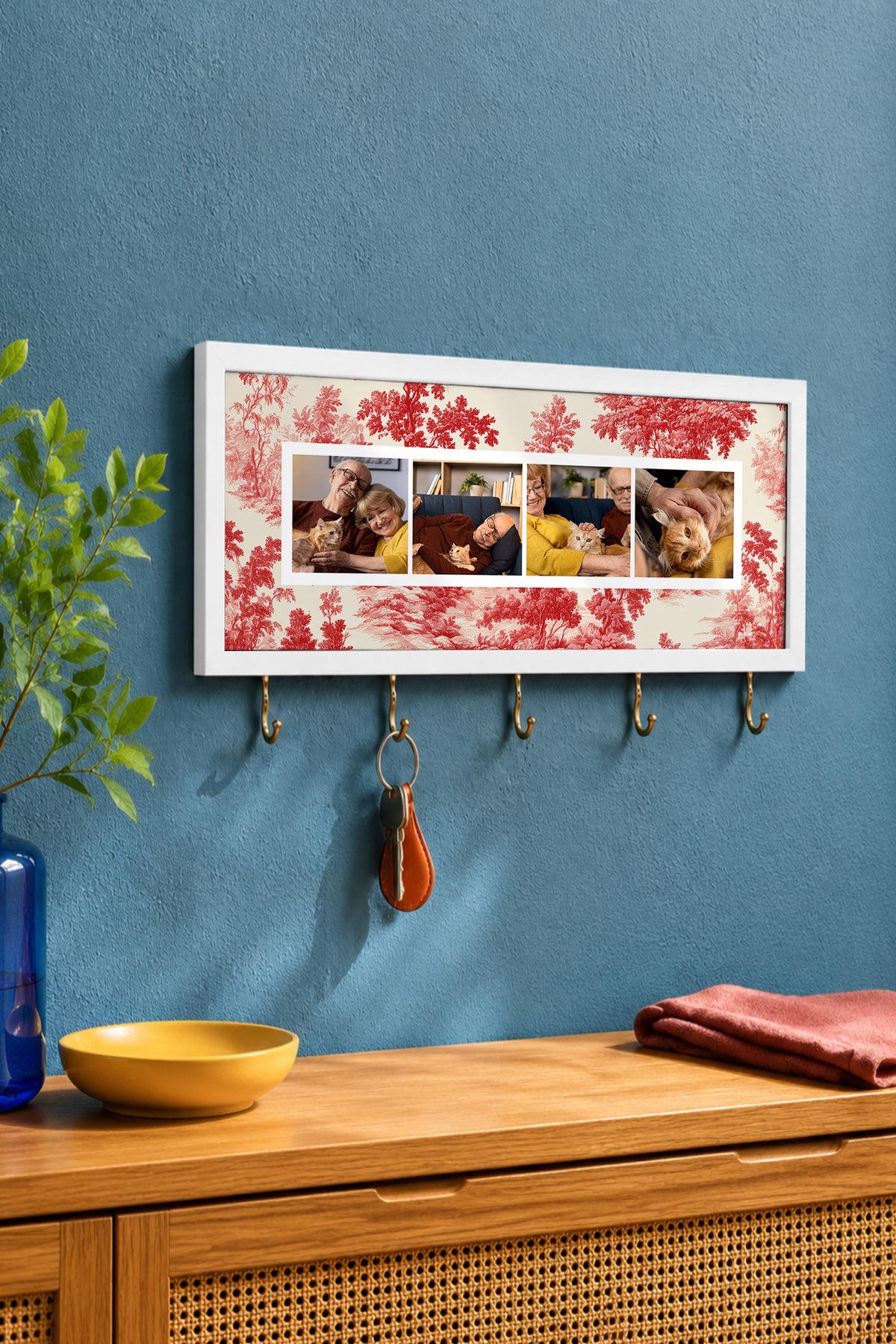 Kişiye Özel Tablo Anahtarlık, Photobooth Stili Beyaz Fotoğraf Çerçevesi, Vintage Duvar Dekoru