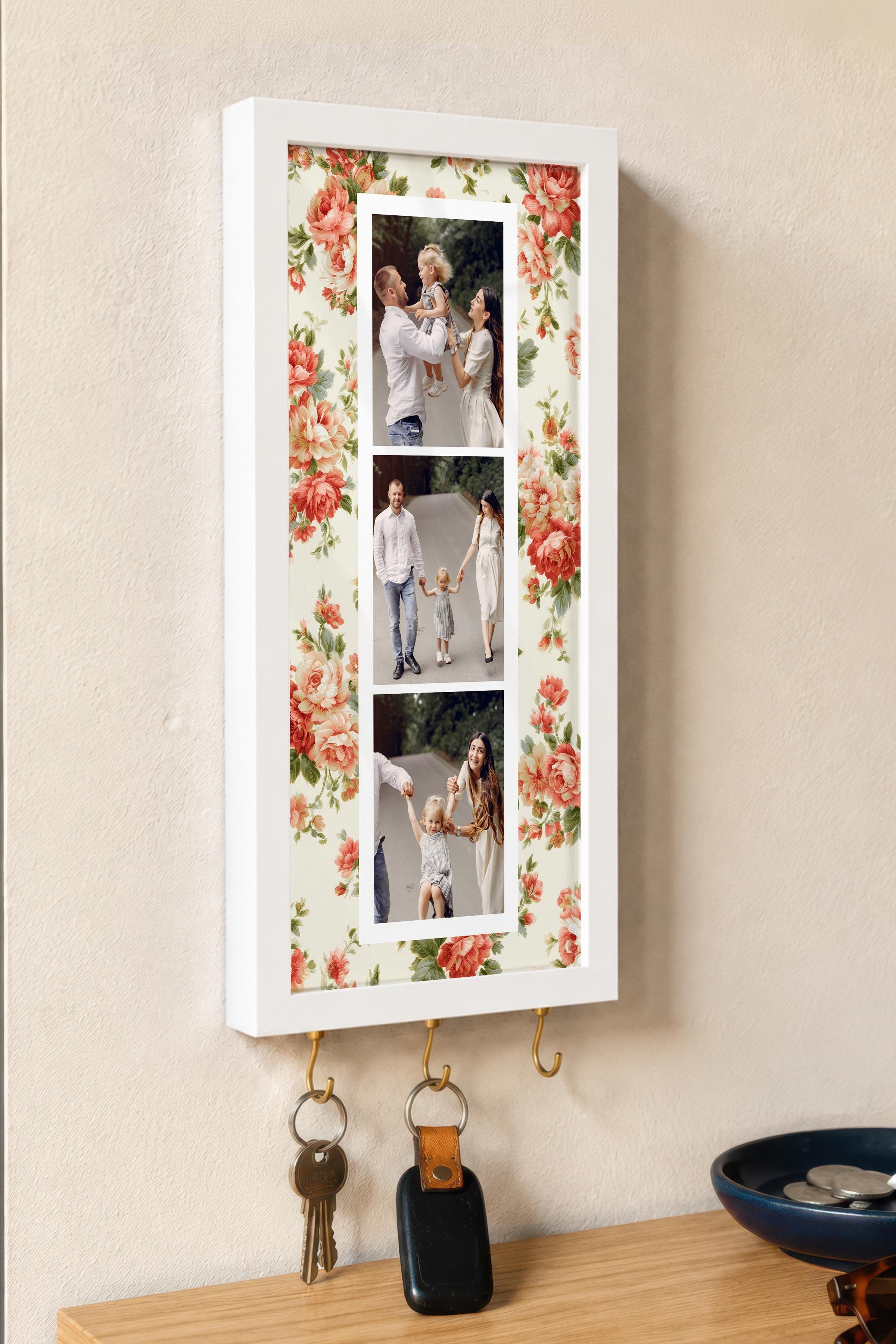 Kişiye Özel Tablo Anahtarlık, Photobooth Stili Beyaz Fotoğraf Çerçevesi, Vintage Duvar Dekoru