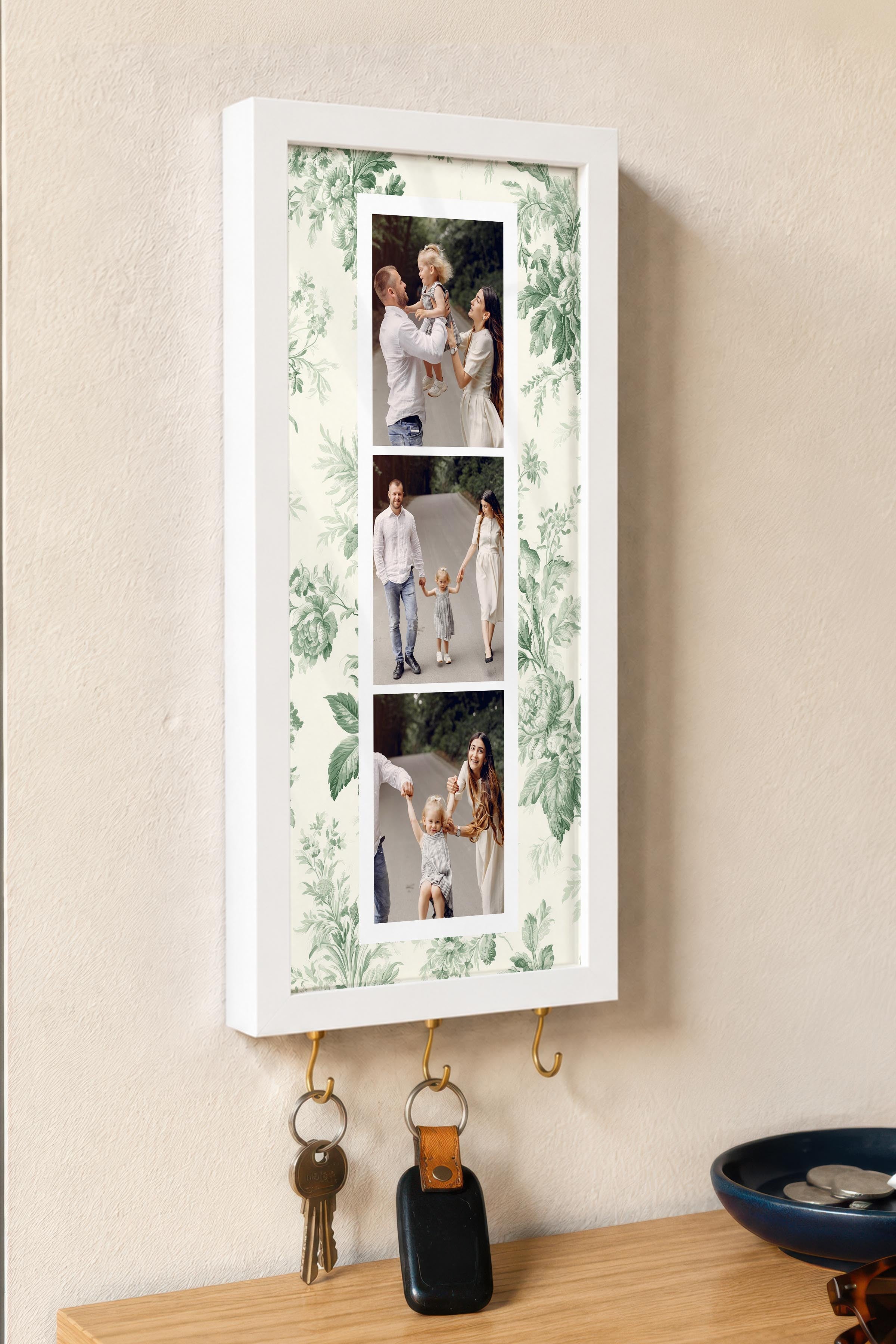 Kişiye Özel Tablo Anahtarlık, Photobooth Stili Beyaz Fotoğraf Çerçevesi, Vintage Duvar Dekoru