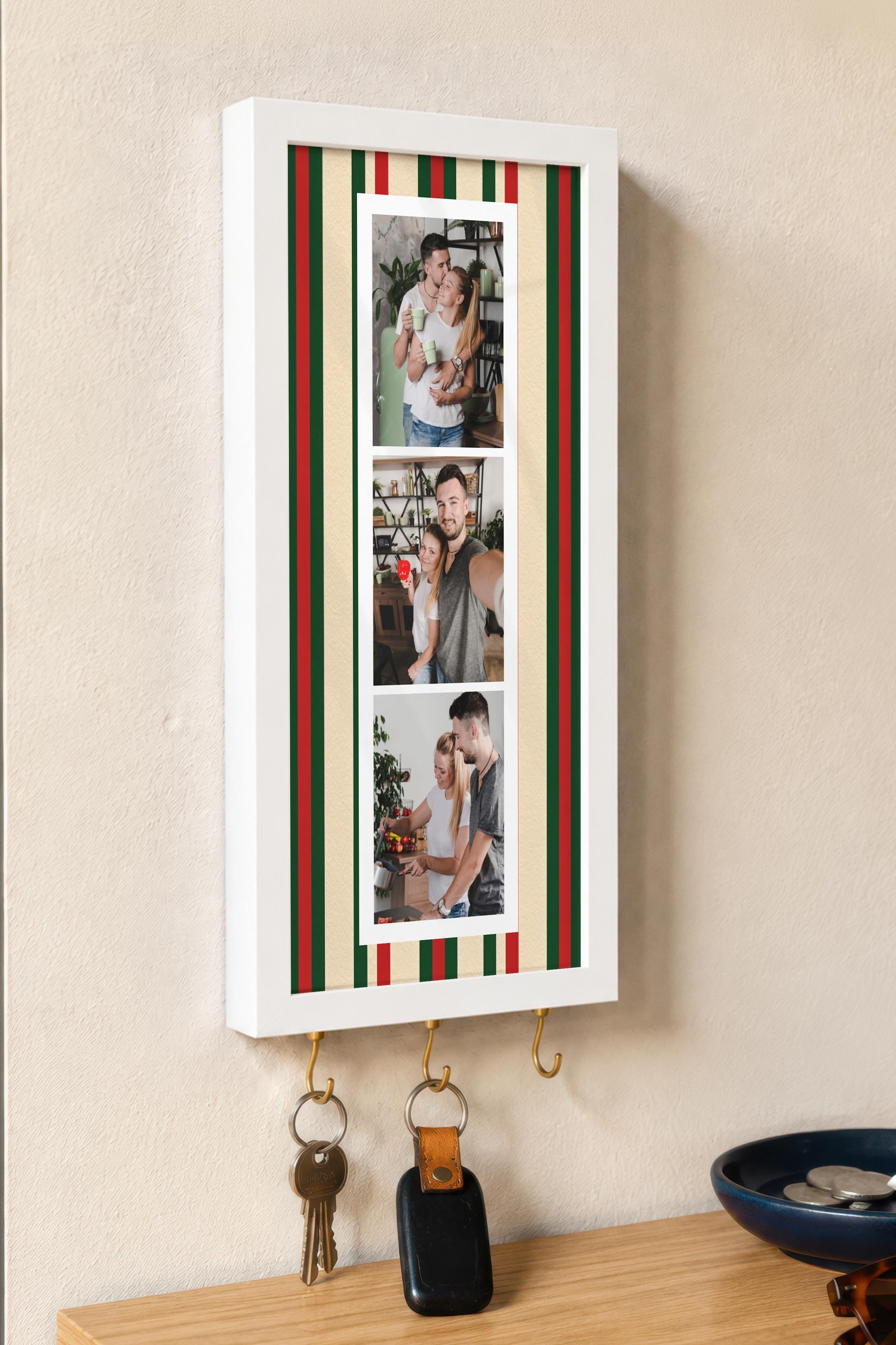 Kişiye Özel Tablo Anahtarlık, Photobooth Stili Beyaz Fotoğraf Çerçevesi, Vintage Duvar Dekoru