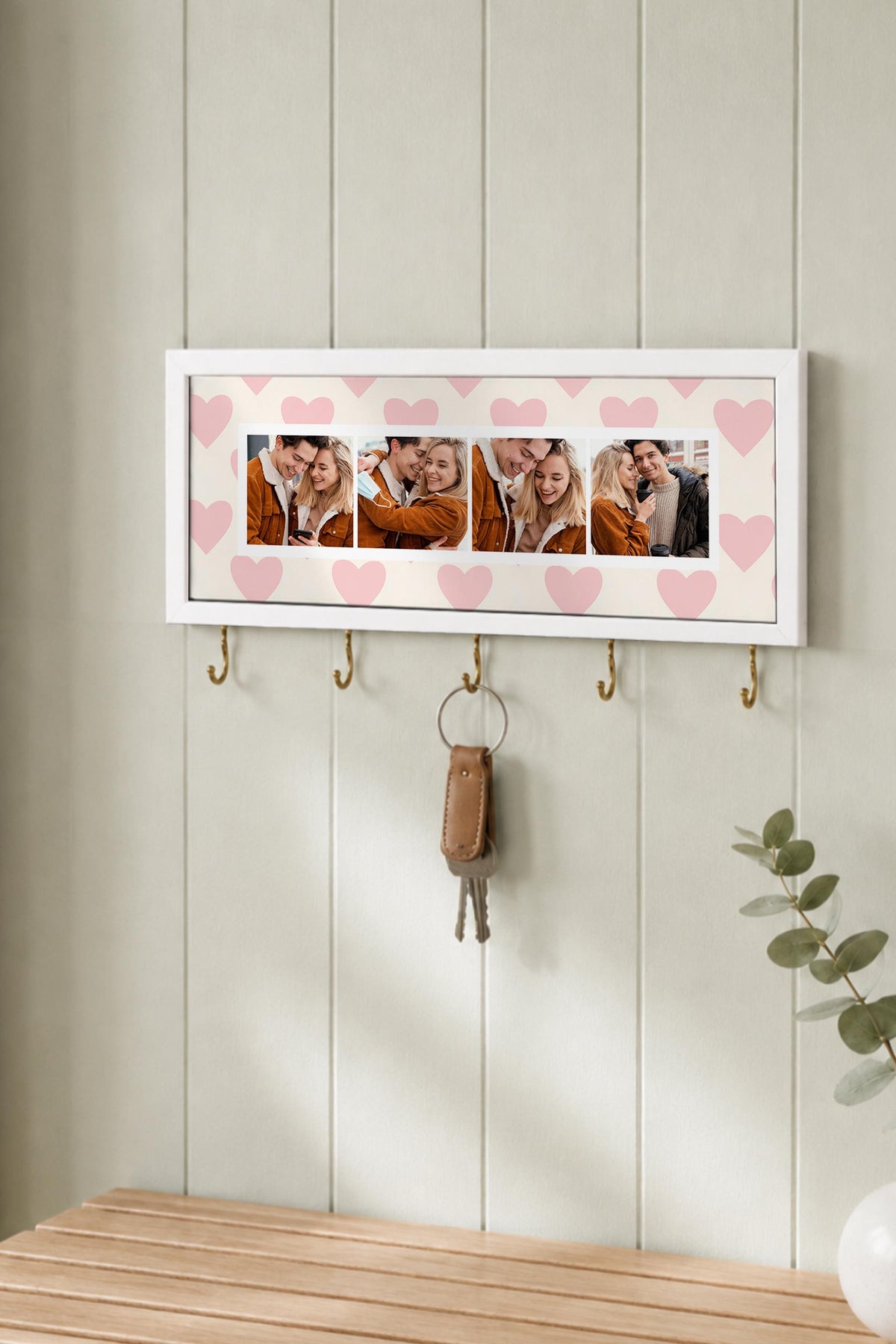 Kişiye Özel Tablo Anahtarlık, Photobooth Stili Beyaz Fotoğraf Çerçevesi, Vintage Duvar Dekoru