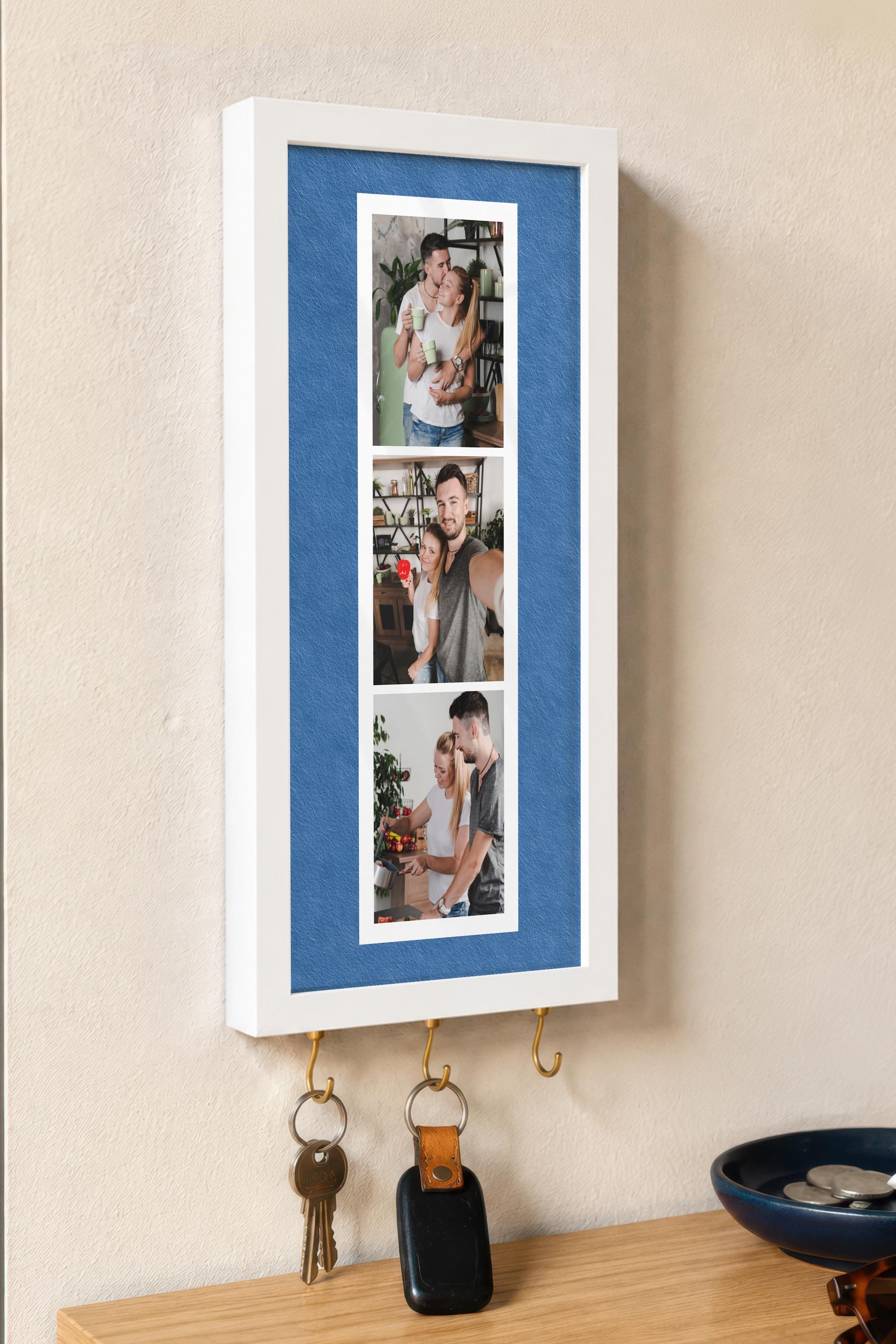 Kişiye Özel Tablo Anahtarlık, Photobooth Stili Beyaz Fotoğraf Çerçevesi, Vintage Duvar Dekoru