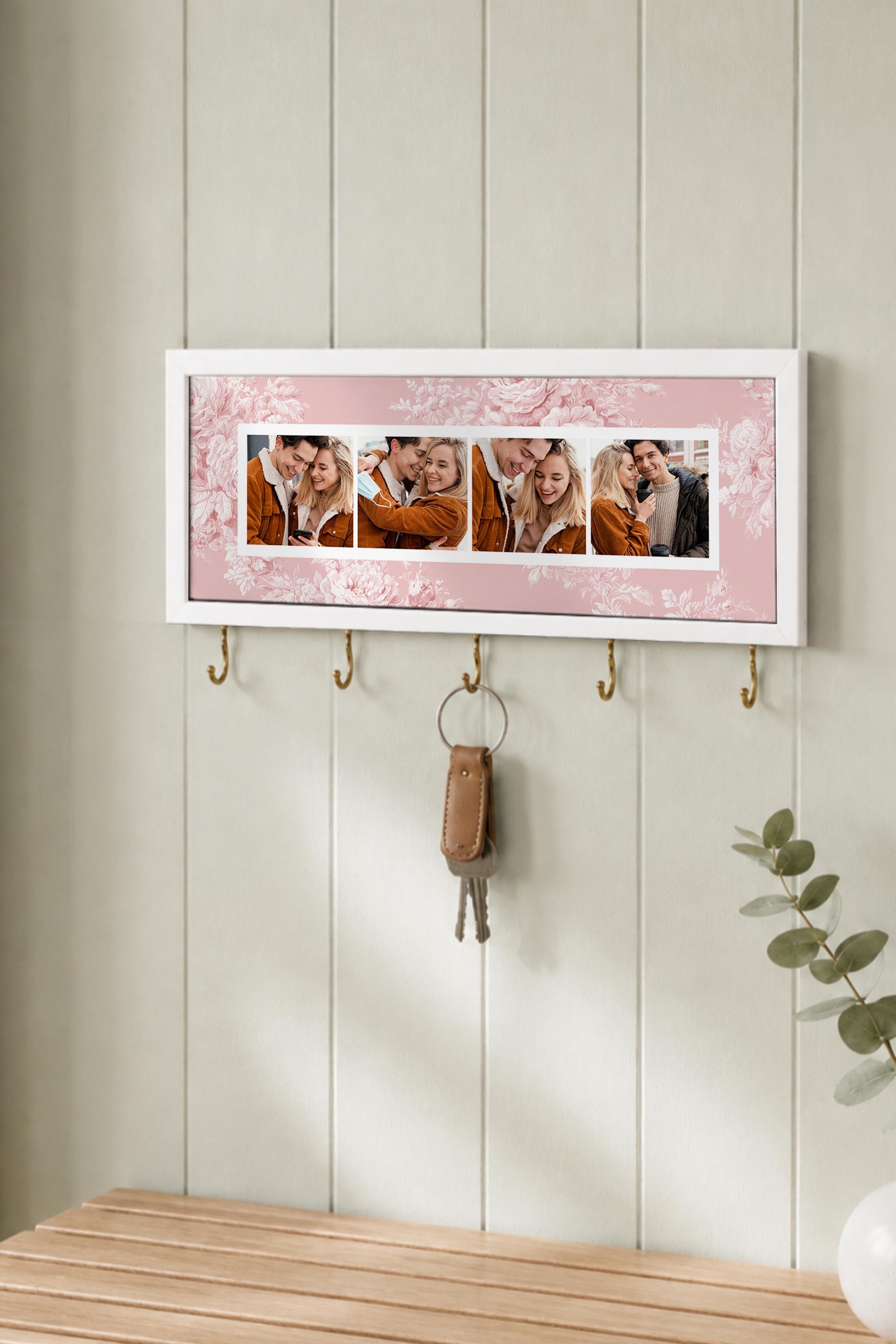 Kişiye Özel Tablo Anahtarlık, Photobooth Stili Beyaz Fotoğraf Çerçevesi, Vintage Duvar Dekoru