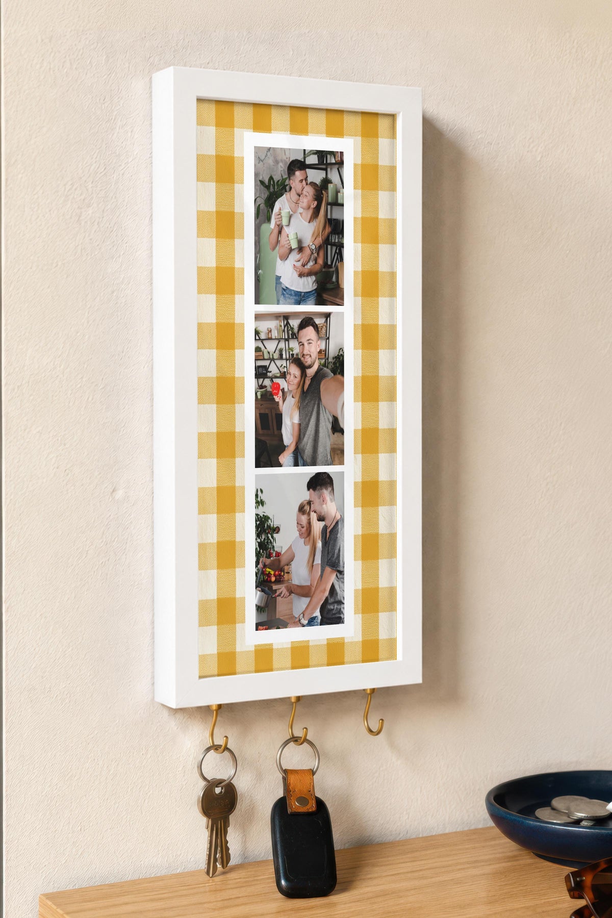 Kişiye Özel Tablo Anahtarlık, Photobooth Stili Beyaz Fotoğraf Çerçevesi, Vintage Duvar Dekoru