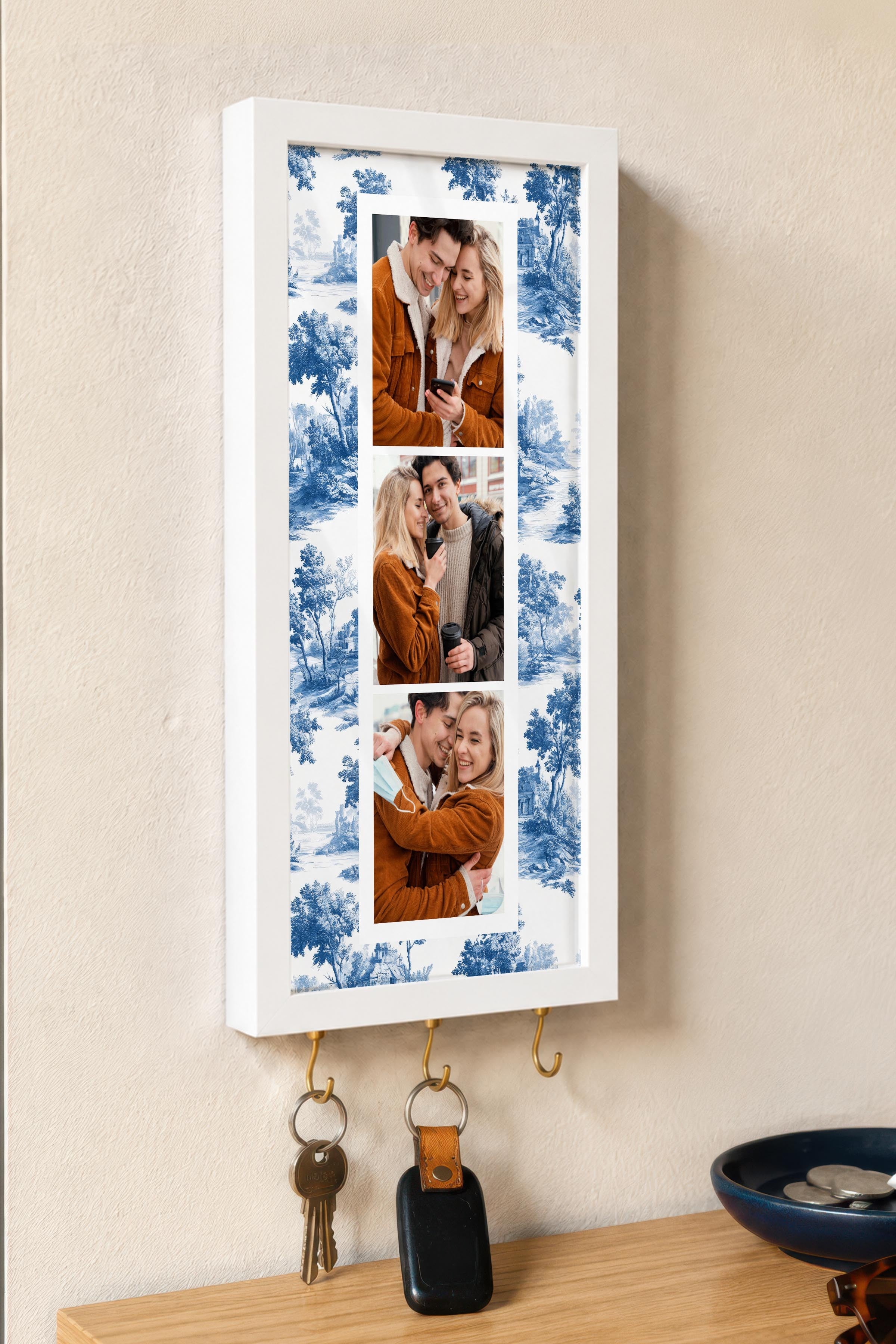 Kişiye Özel Tablo Anahtarlık, Photobooth Stili Beyaz Fotoğraf Çerçevesi, Vintage Duvar Dekoru