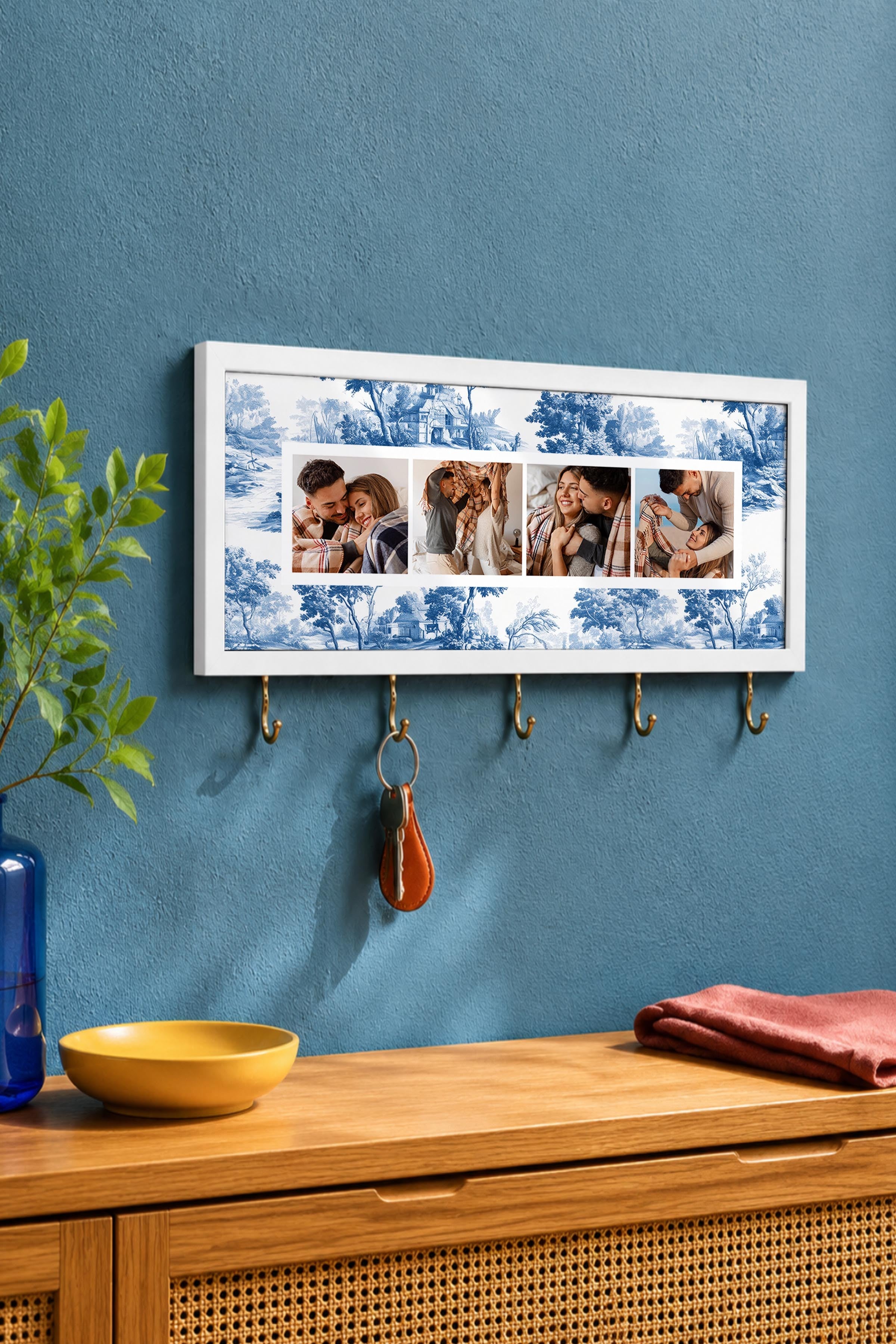 Kişiye Özel Tablo Anahtarlık, Photobooth Stili Beyaz Fotoğraf Çerçevesi, Vintage Duvar Dekoru