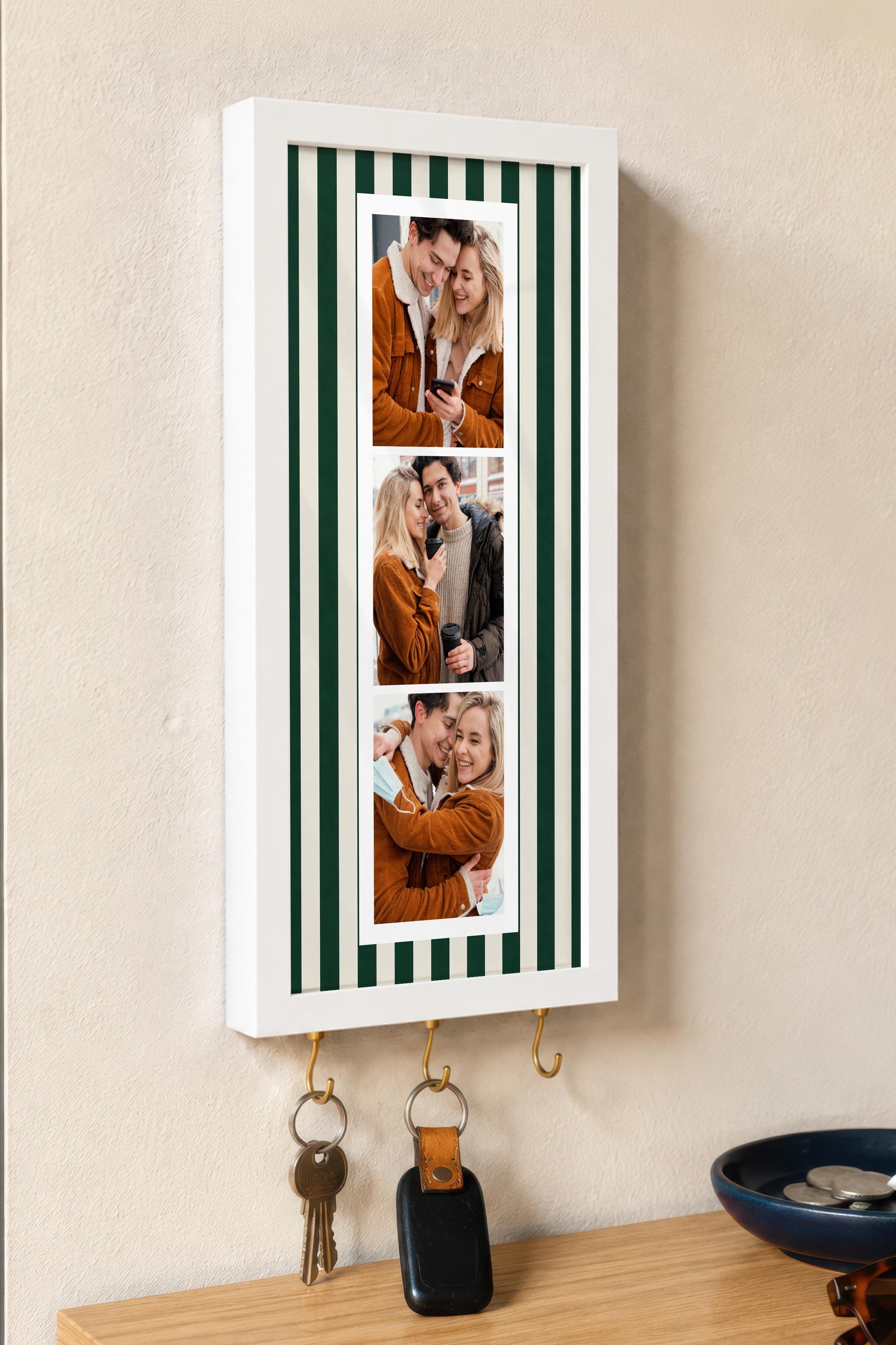 Kişiye Özel Tablo Anahtarlık, Photobooth Stili Beyaz Fotoğraf Çerçevesi, Vintage Duvar Dekoru