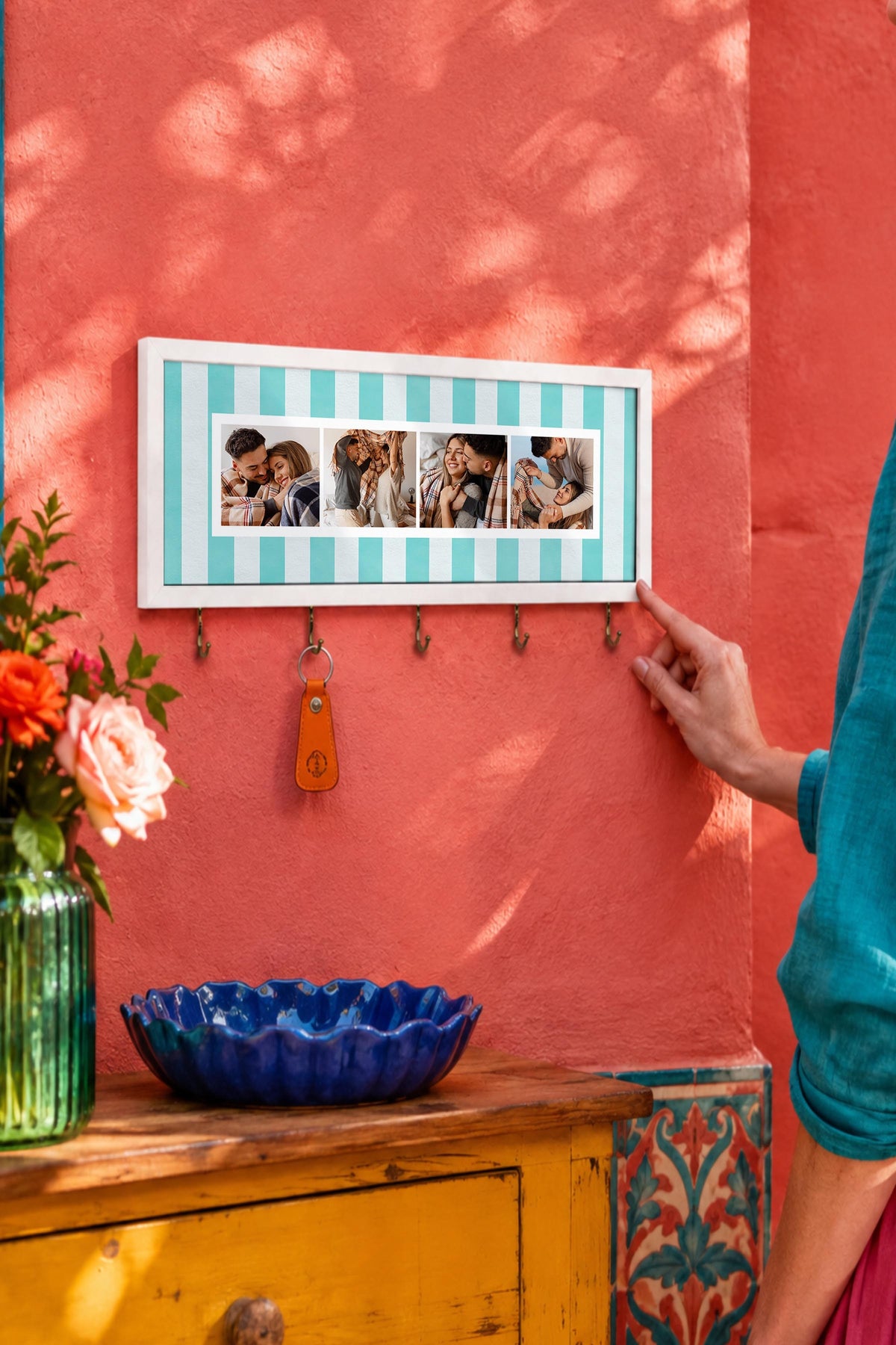 Kişiye Özel Tablo Anahtarlık, Photobooth Stili Beyaz Fotoğraf Çerçevesi, Vintage Duvar Dekoru