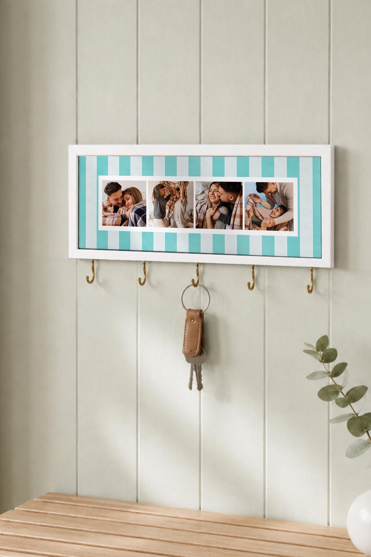 Kişiye Özel Tablo Anahtarlık, Photobooth Stili Beyaz Fotoğraf Çerçevesi, Vintage Duvar Dekoru
