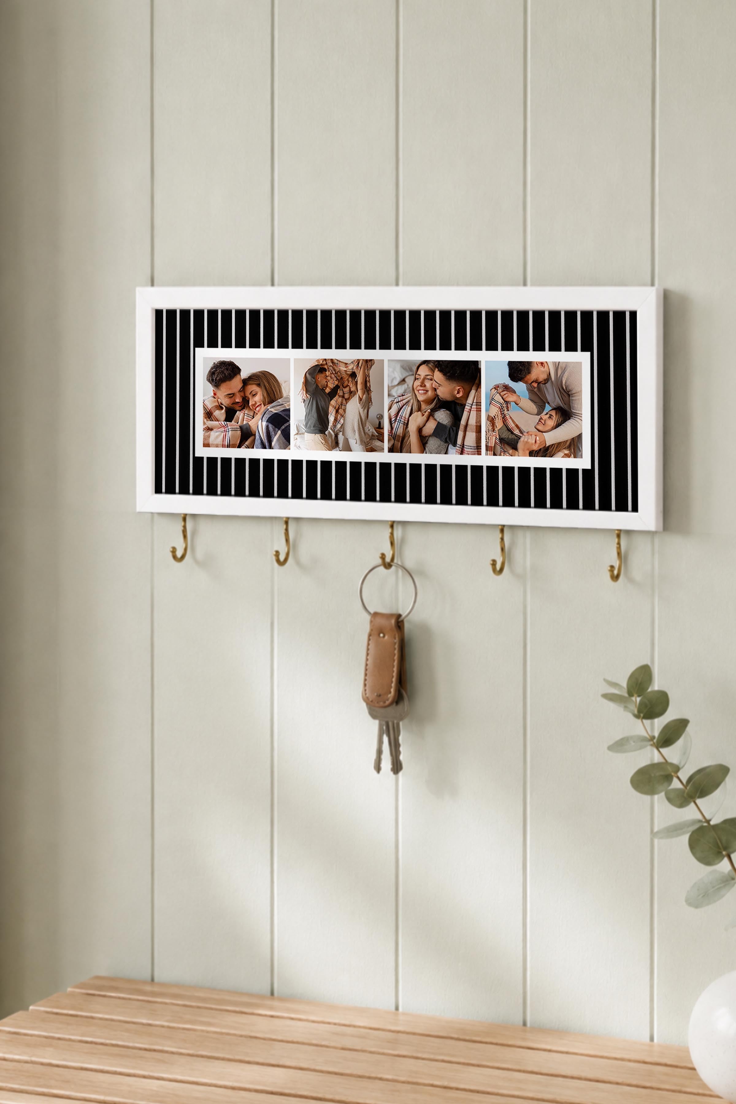 Kişiye Özel Tablo Anahtarlık, Photobooth Stili Beyaz Fotoğraf Çerçevesi, Vintage Duvar Dekoru