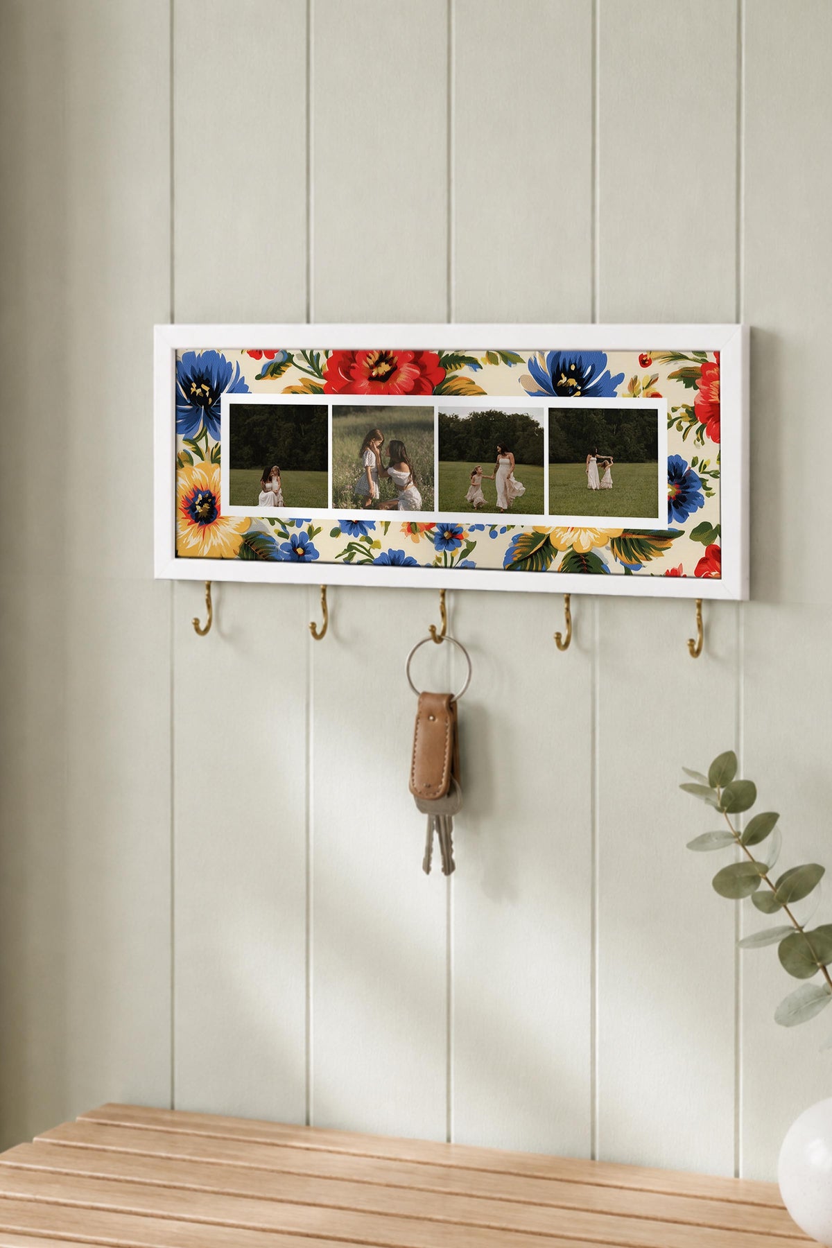 Kişiye Özel Tablo Anahtarlık, Photobooth Stili Beyaz Fotoğraf Çerçevesi, Vintage Duvar Dekoru