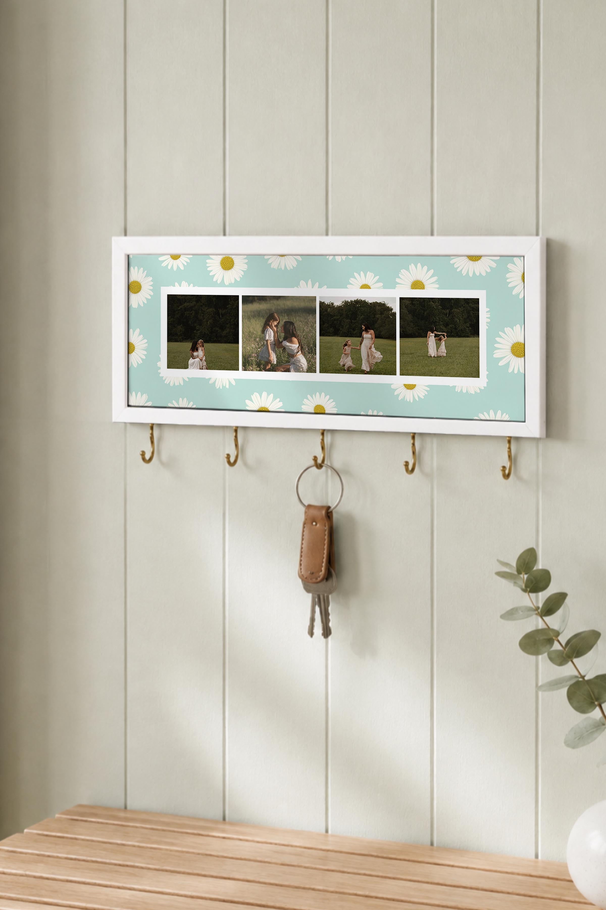 Kişiye Özel Tablo Anahtarlık, Photobooth Stili Beyaz Fotoğraf Çerçevesi, Vintage Duvar Dekoru