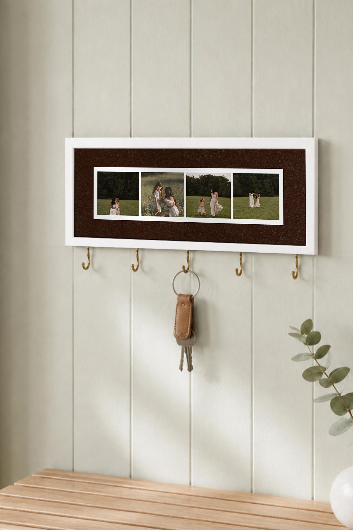 Kişiye Özel Tablo Anahtarlık, Photobooth Stili Beyaz Fotoğraf Çerçevesi, Vintage Duvar Dekoru
