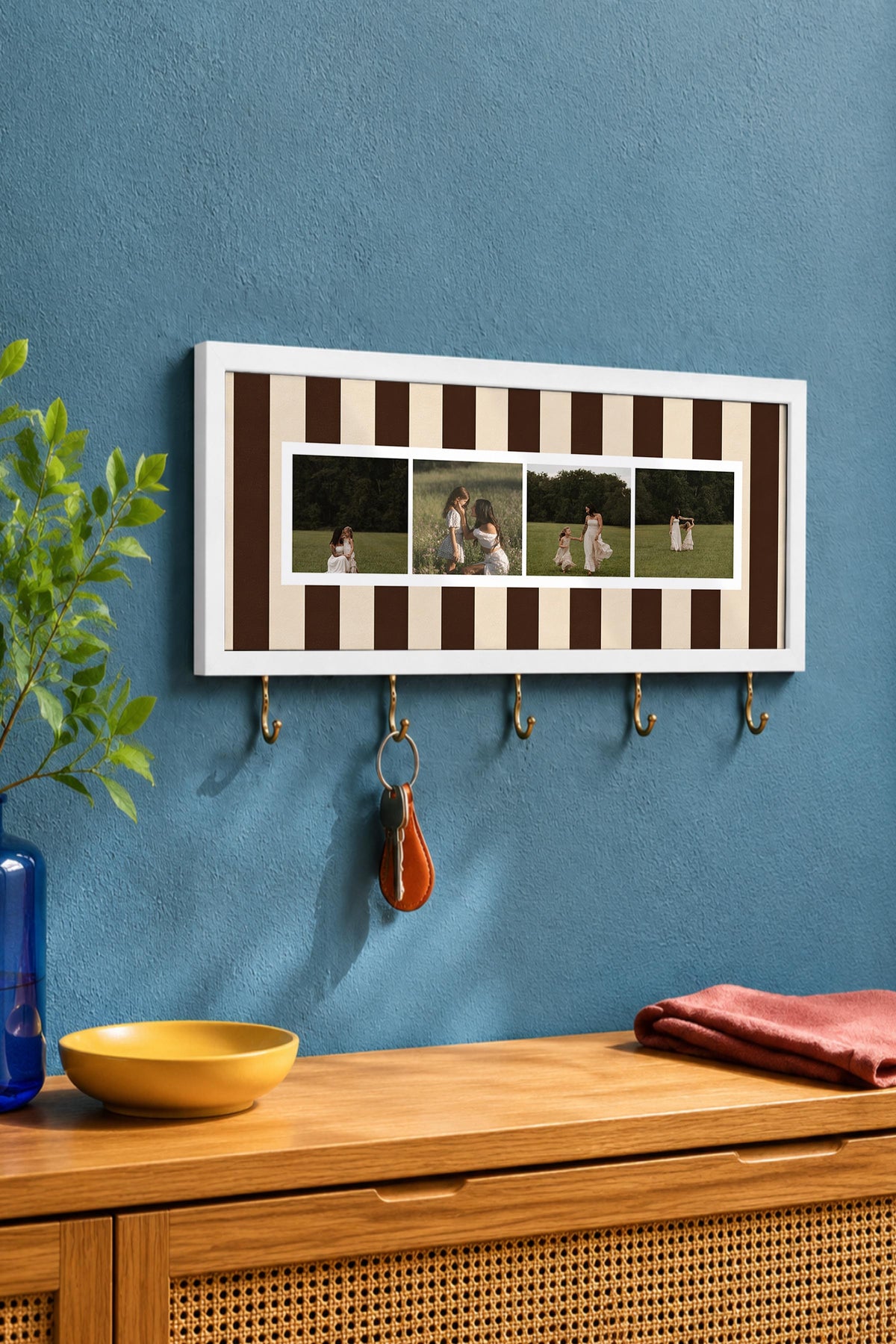 Kişiye Özel Tablo Anahtarlık, Photobooth Stili Beyaz Fotoğraf Çerçevesi, Vintage Duvar Dekoru