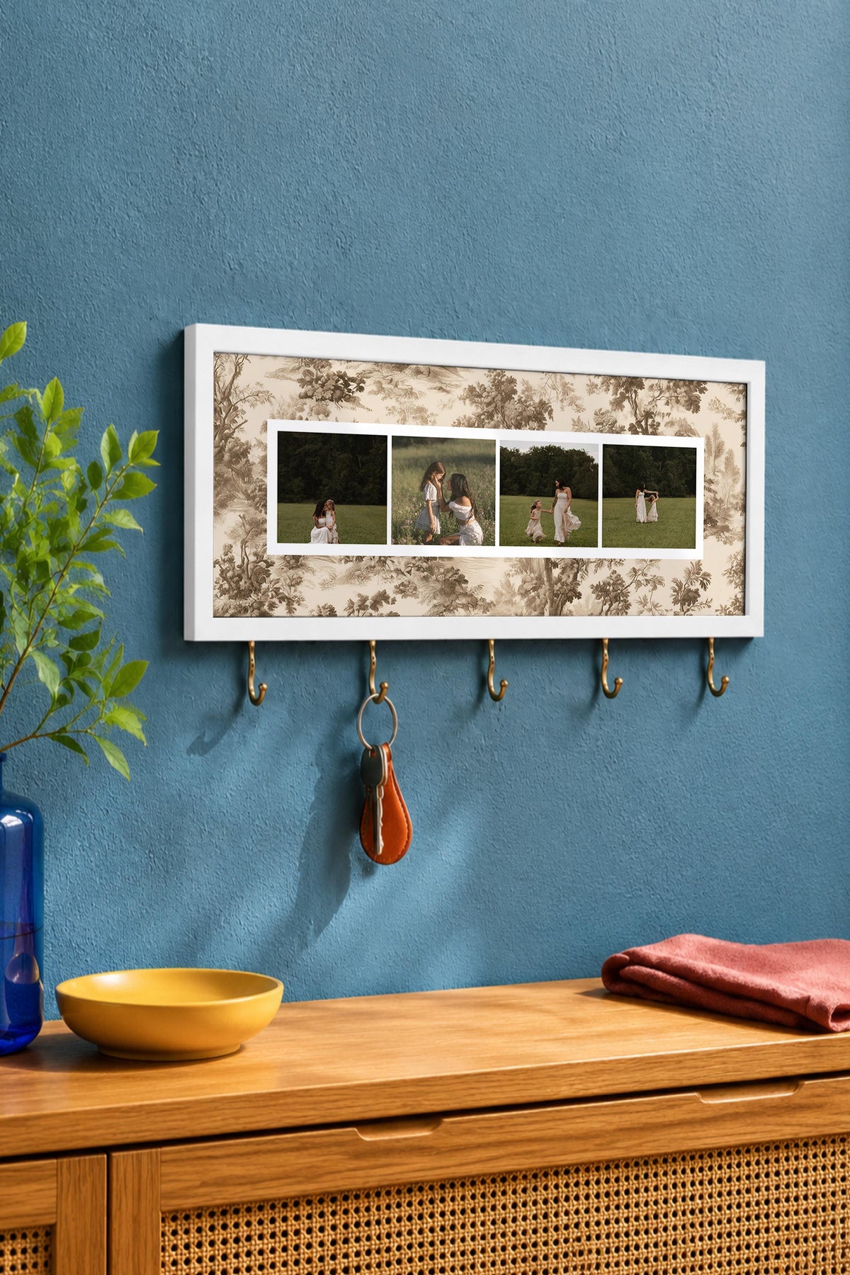 Kişiye Özel Tablo Anahtarlık, Photobooth Stili Beyaz Fotoğraf Çerçevesi, Vintage Duvar Dekoru