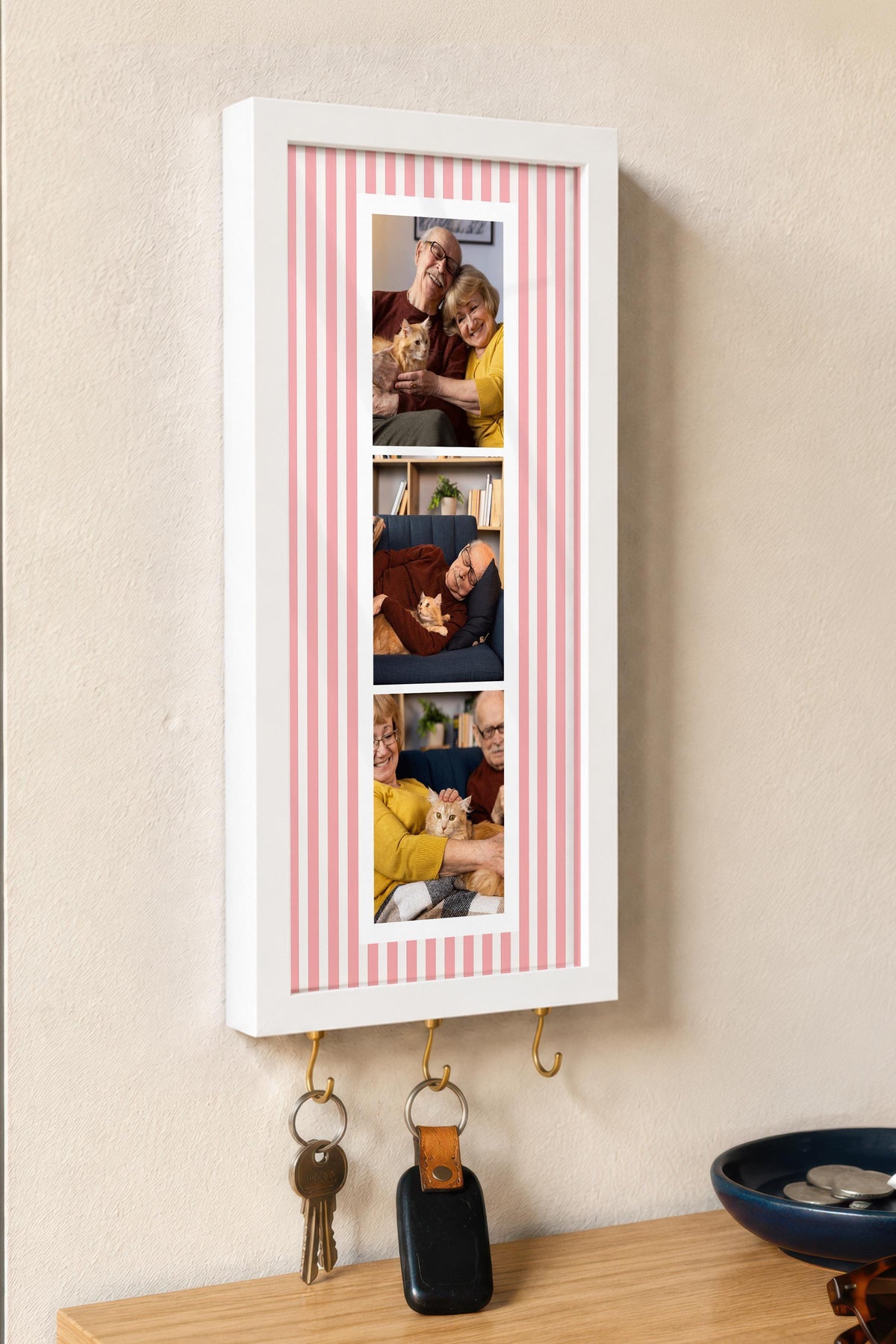 Kişiye Özel Tablo Anahtarlık, Photobooth Stili Beyaz Fotoğraf Çerçevesi, Vintage Duvar Dekoru