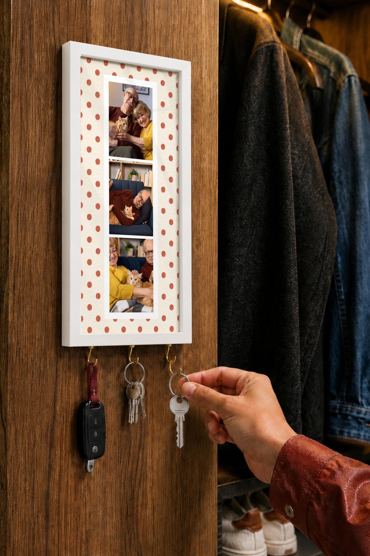 Kişiye Özel Tablo Anahtarlık, Photobooth Stili Beyaz Fotoğraf Çerçevesi, Vintage Duvar Dekoru