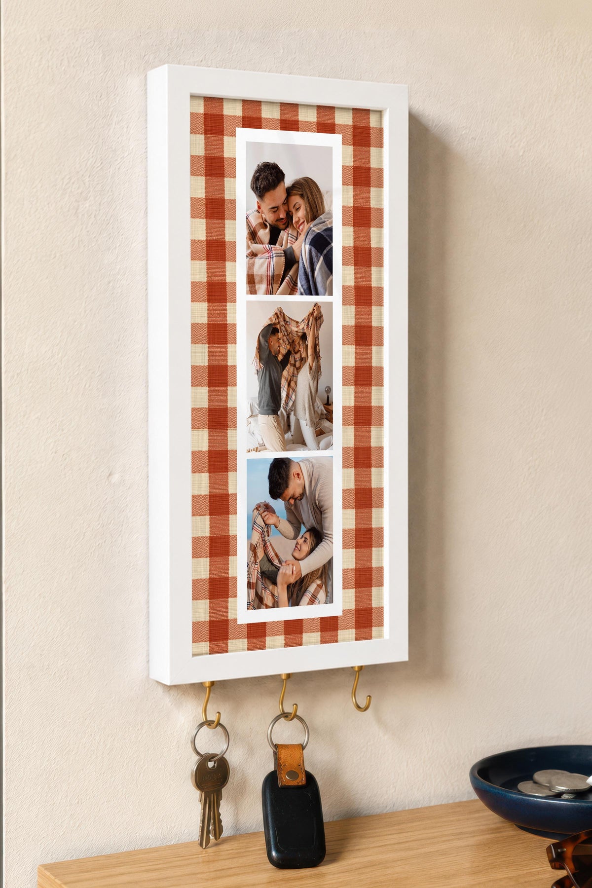 Kişiye Özel Tablo Anahtarlık, Photobooth Stili Beyaz Fotoğraf Çerçevesi, Vintage Duvar Dekoru