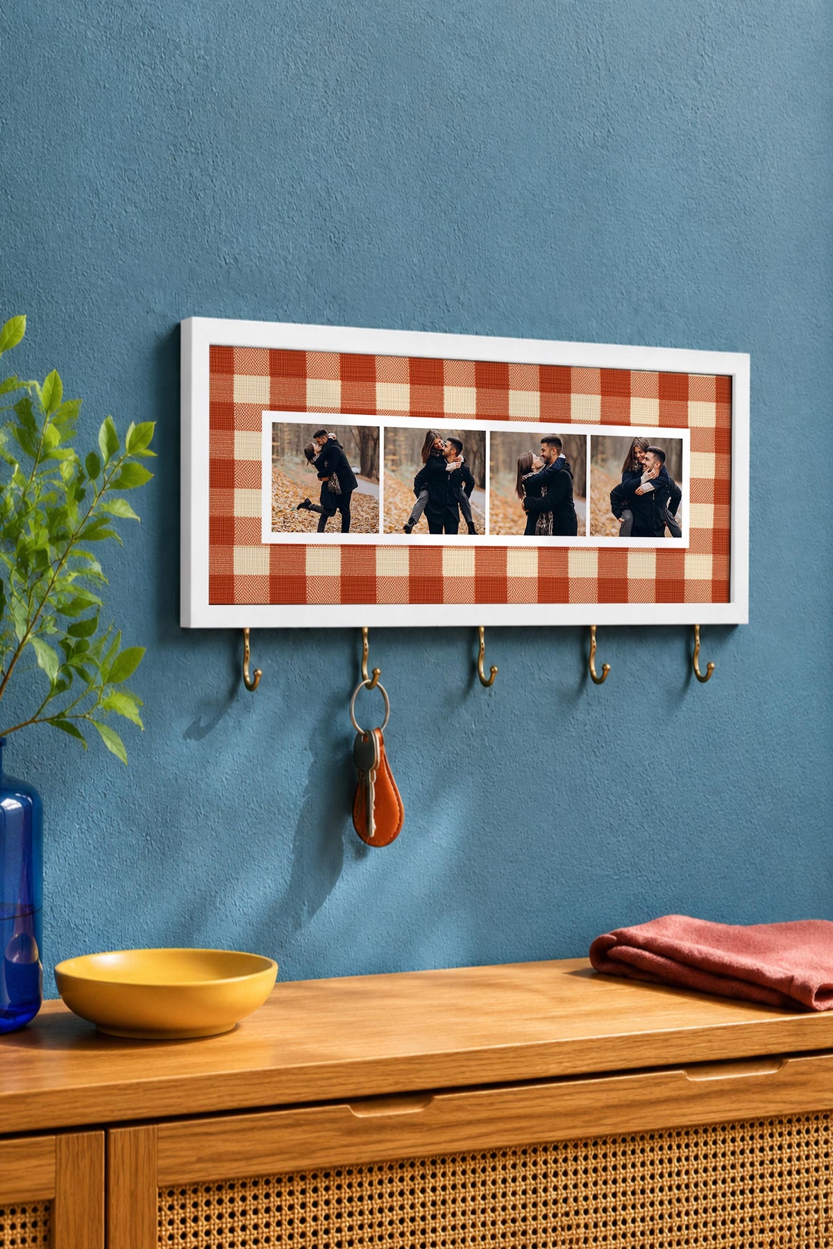 Kişiye Özel Tablo Anahtarlık, Photobooth Stili Beyaz Fotoğraf Çerçevesi, Vintage Duvar Dekoru