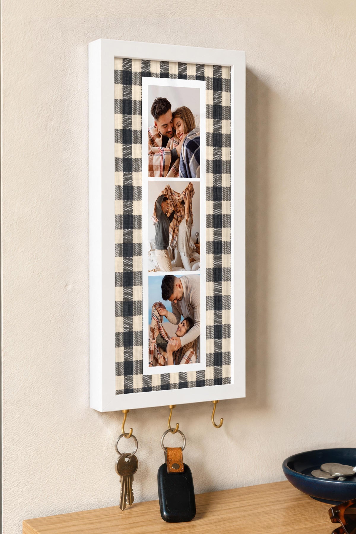Kişiye Özel Tablo Anahtarlık, Photobooth Stili Beyaz Fotoğraf Çerçevesi, Vintage Duvar Dekoru