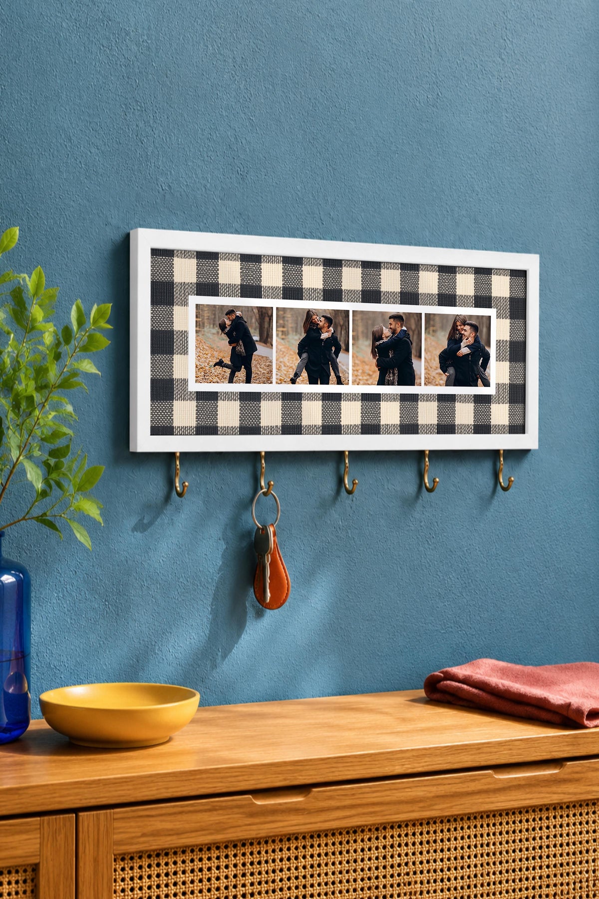Kişiye Özel Tablo Anahtarlık, Photobooth Stili Beyaz Fotoğraf Çerçevesi, Vintage Duvar Dekoru