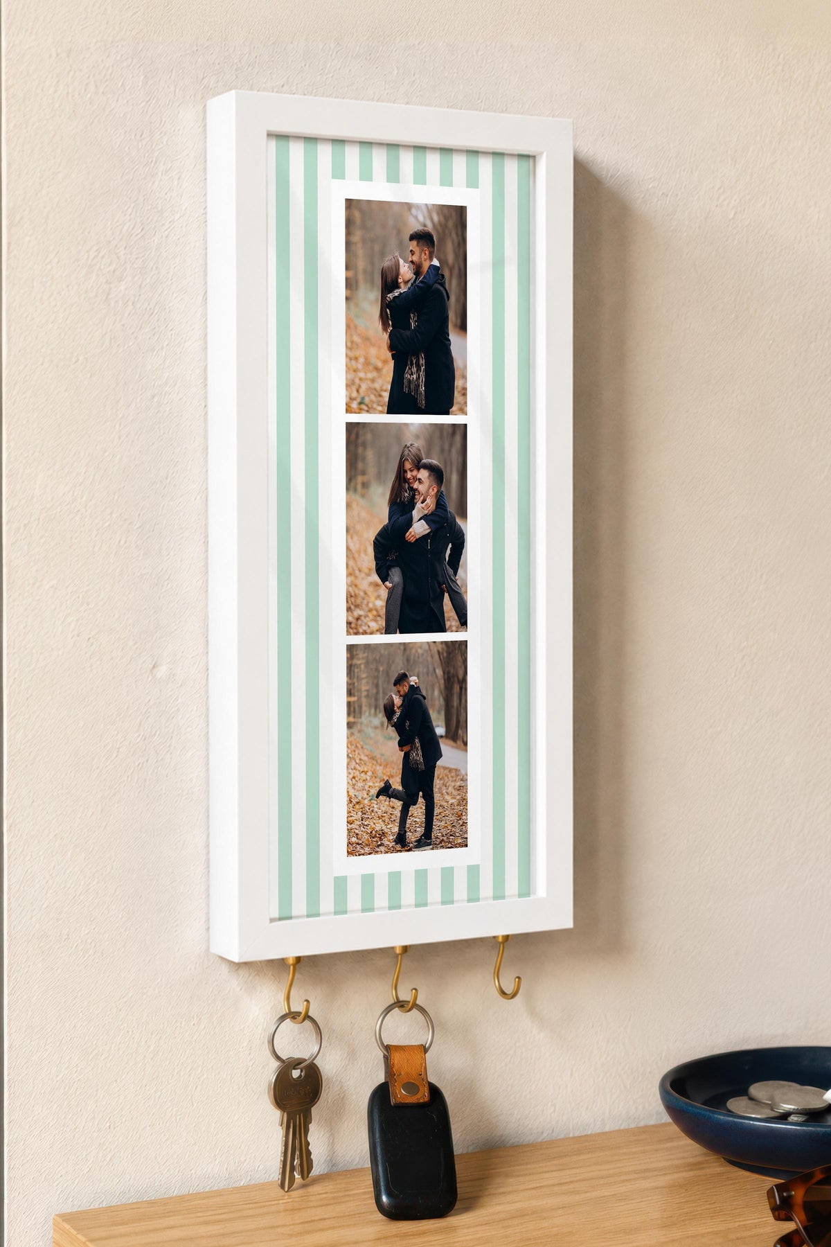 Kişiye Özel Tablo Anahtarlık, Photobooth Stili Beyaz Fotoğraf Çerçevesi, Vintage Duvar Dekoru