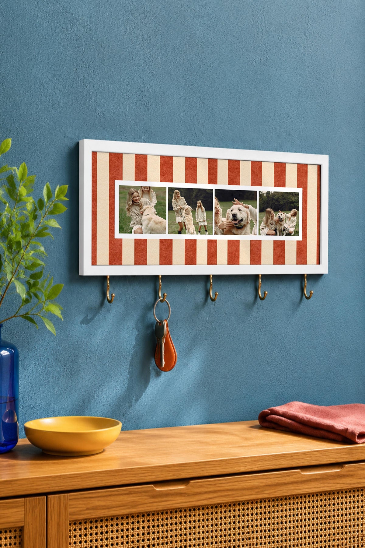 Kişiye Özel Tablo Anahtarlık, Photobooth Stili Beyaz Fotoğraf Çerçevesi, Vintage Duvar Dekoru