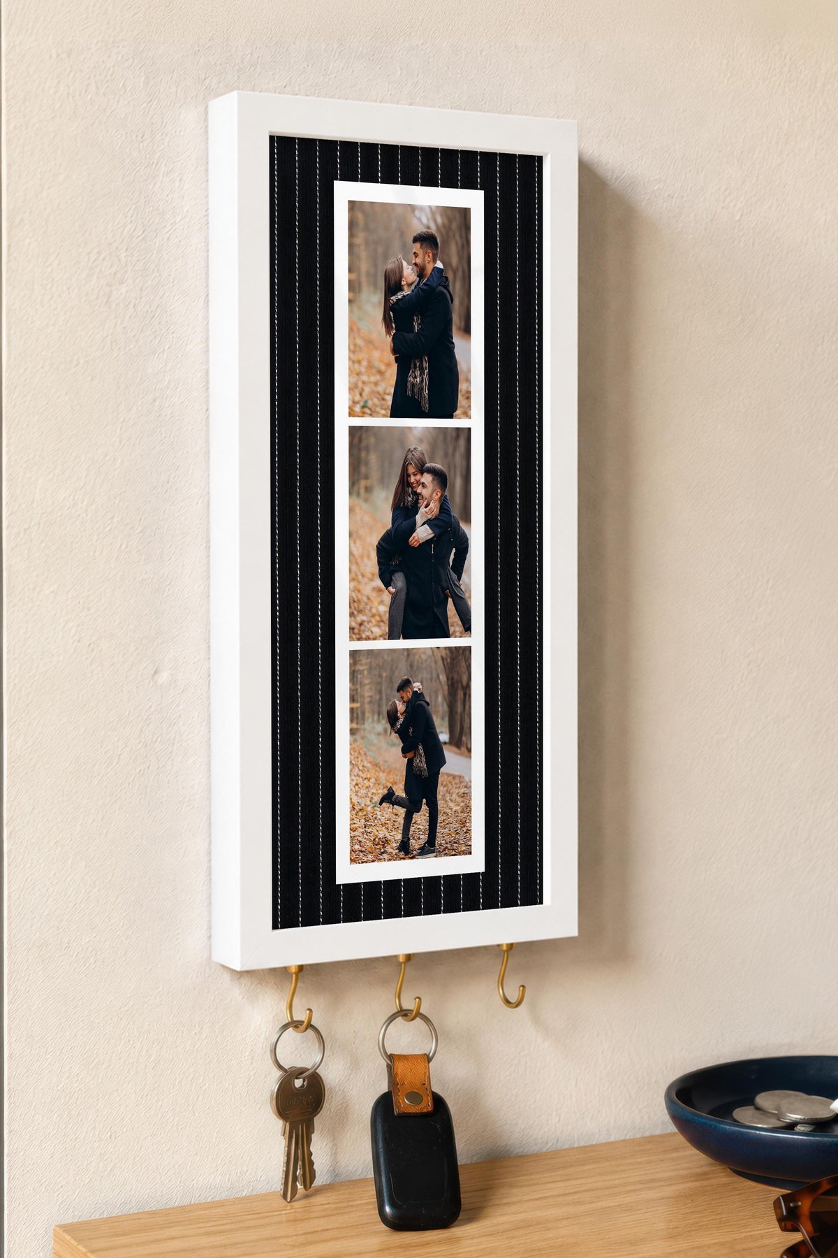 Kişiye Özel Tablo Anahtarlık, Photobooth Stili Beyaz Fotoğraf Çerçevesi, Vintage Duvar Dekoru